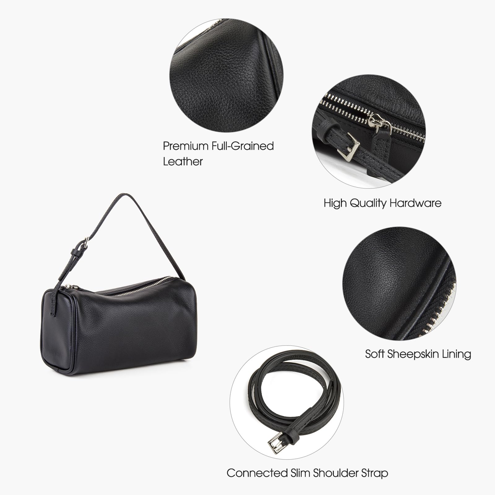 DONNAIN Wysokiej jakości torebki crossbody ze skóry licowej dla kobiet, torby hobo dla kobiet, crossbody z regulowanym paskiem