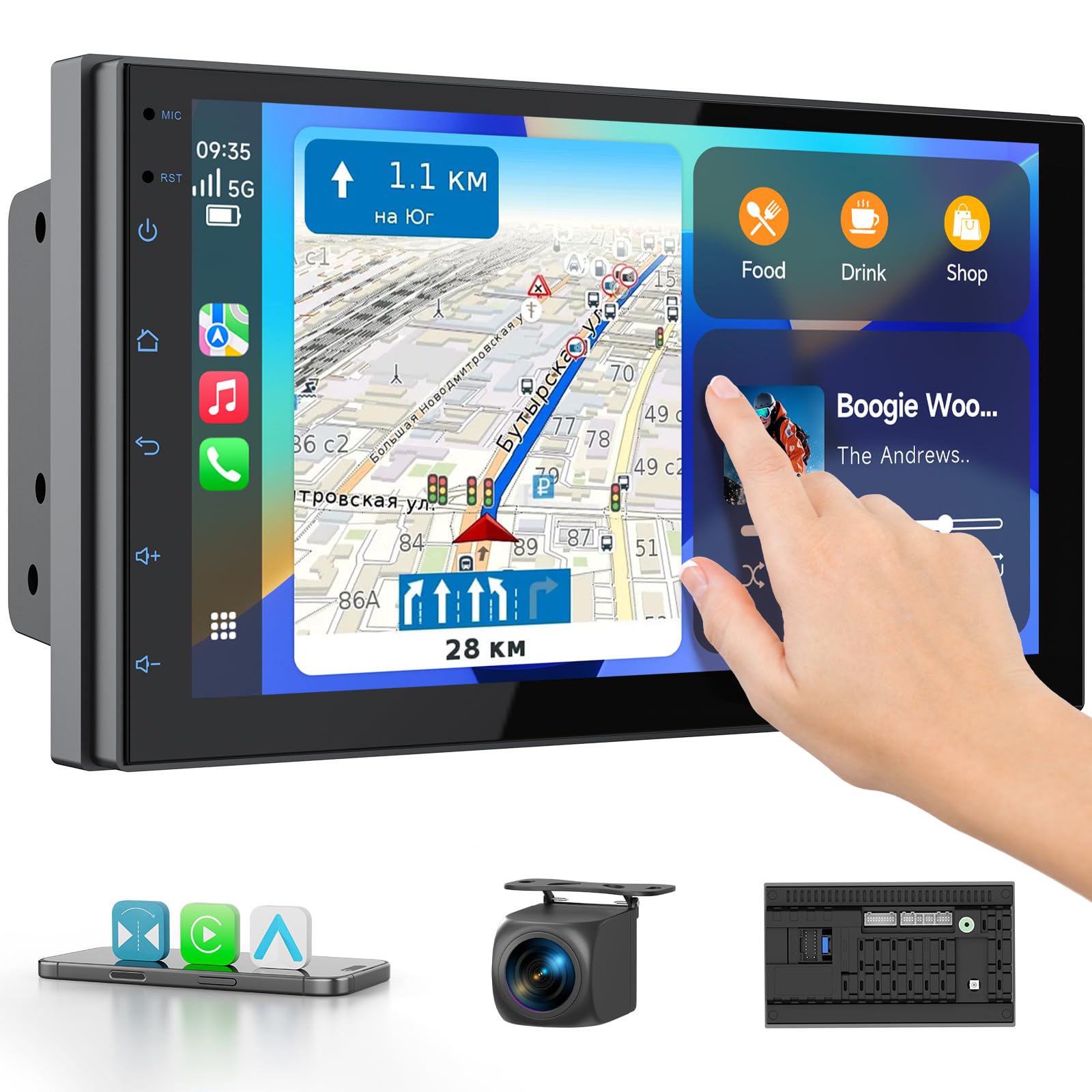 Haudio Autoradio 2 Din da 7 Pollici con Wireless CarPlay e Android Auto, Autoradio Screen IPS con Telecamera Posteriore,Mirror Link, Controllo Vocale, SWC/FM/RDS/AM, 25 Set UI a Tutte le Auto 2+32G