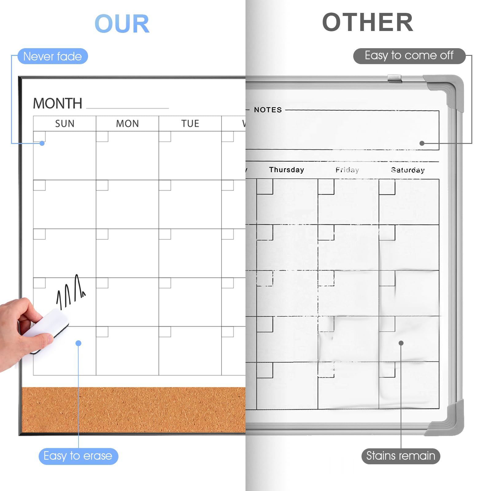 Maandkalender whiteboard set - organiseer je tijd - 1 stuk - 38 x 30 cm