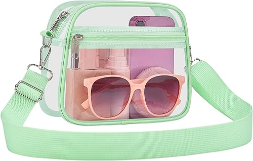 Vista 17 de COK Bolsa transparente para eventos de estadio, bolsas cruzadas para mujeres y hombres, bolso transparente para conciertos y festivales Negro