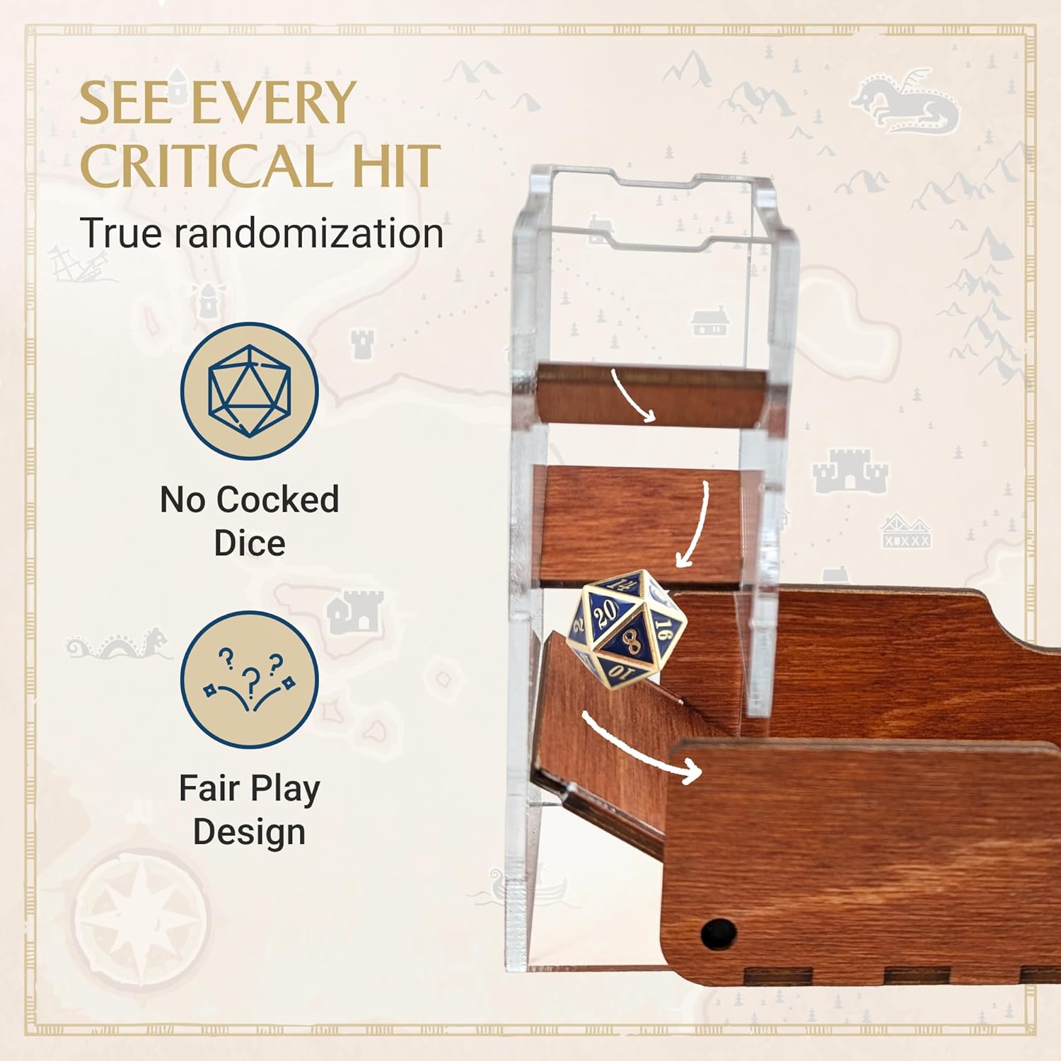 C4Labs Micro Travel Portable Dice Tower and Dice Vault | Fits Standard Seven Set of Dice (Gunstock)