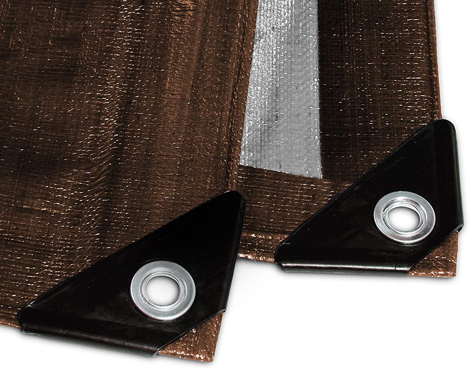 etm Fabric Tarpaulin for Outdoor, Garden, Trailer and Much More, Tarp with Metal Eyelets, Weatherproof Protective Weatherproof Tarpaulin, UV Resistant (Brown/Silver, 1.5 x 6 m - 80 g/m²) — image 1