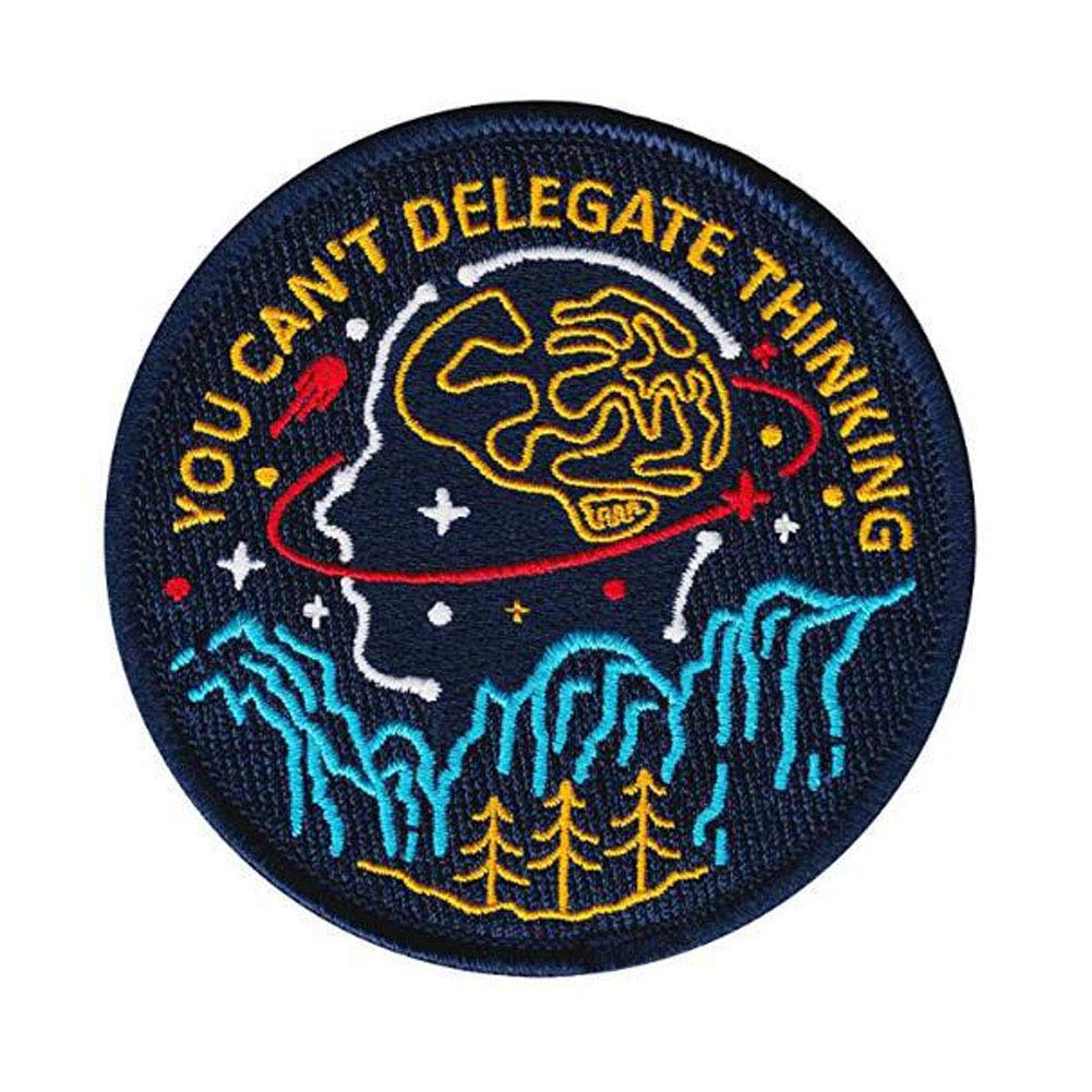 SOUTHYU You Can't Delegate Thinking Funny Tactical Morale Hook & Loop Patch Embroidered Badge 2.95" Diameter