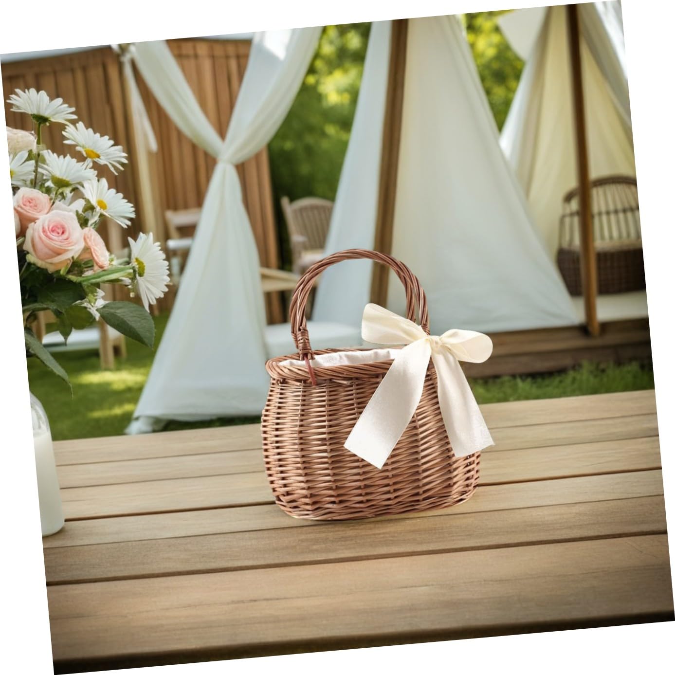 OUNONA Lot De 3 Paniers De Plage En Osier Et Paille Pour Femme Style Panier À Fleurs Marron Clair