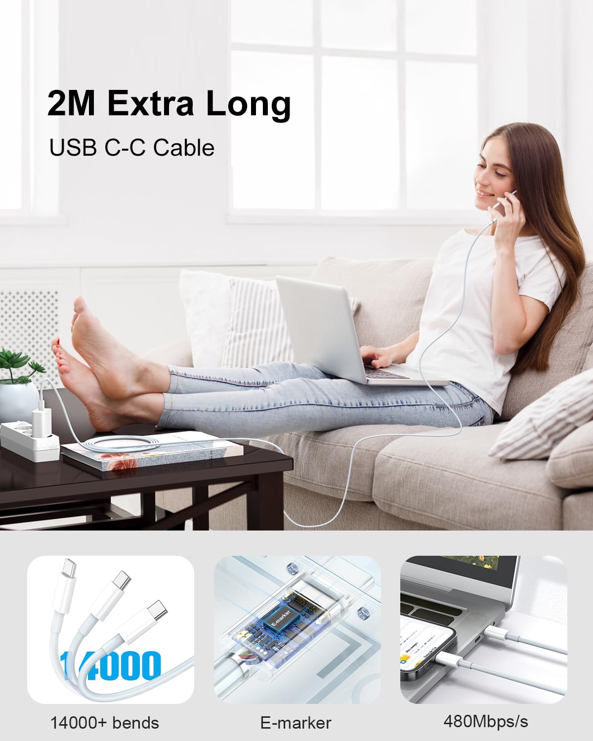 Amoner 30W Caricatore iPhone 15/16, Rapido Caricabatterie e 2M Cavo USB C for iPhone 16/16 Pro/16 Pro Max/16 Plus/15 Pro/15 Pro Max/15 Plus/Pad Pro Fast Charger Presa Alimentatore Adattatore Spina