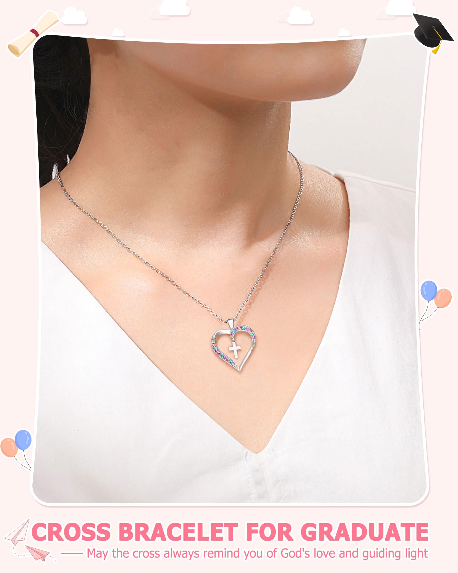 UPROMI Cross Necklace for Girls Back to School Gifts for Girls Baptism First Communion Confirmation Graduation Gifts