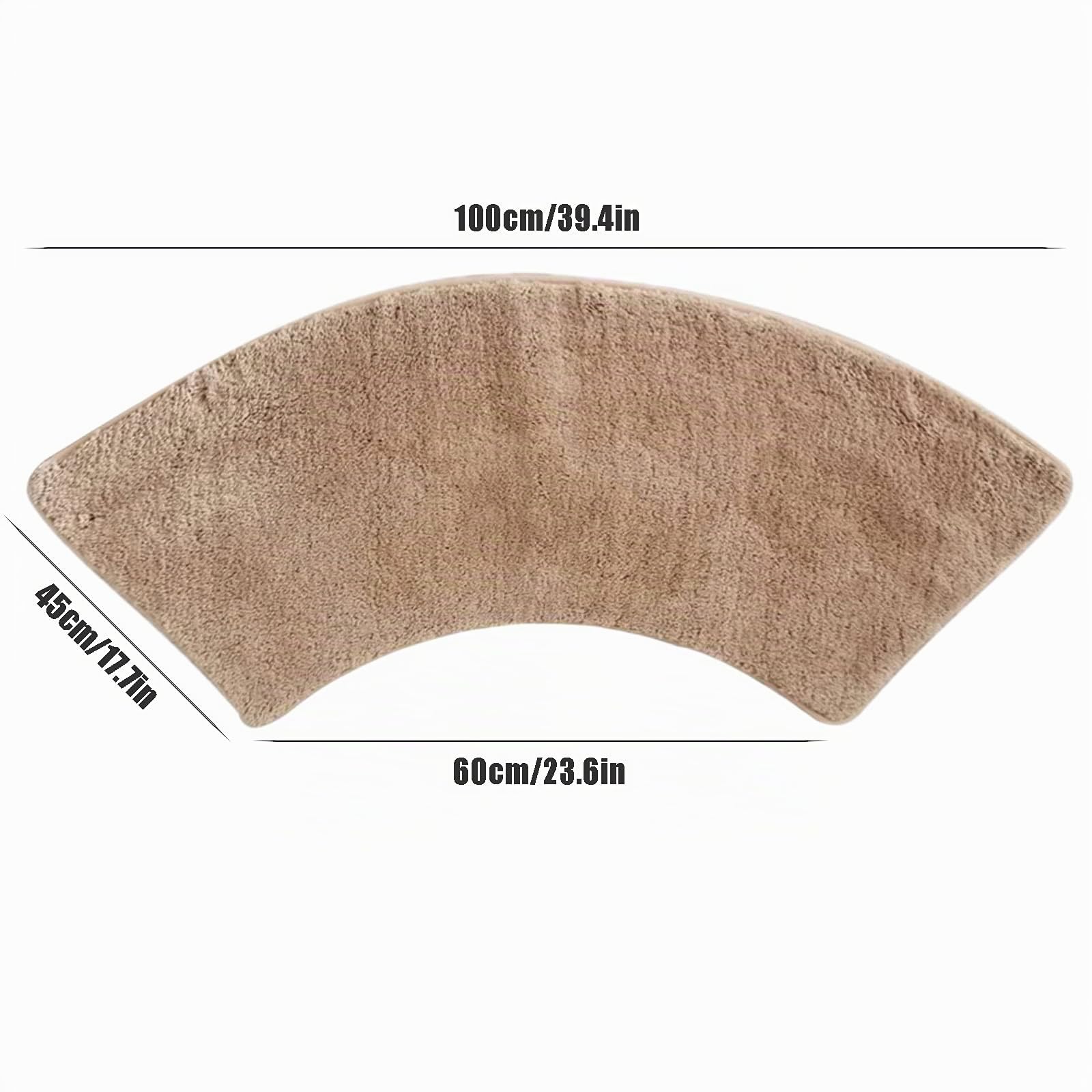 Badematte Runddusche, Medium Mikrofaser Duschmatte Halbrund, Viertelkreis Rutschfeste Hochflor Gebogen, Waschbar für Eckdusche, Beige