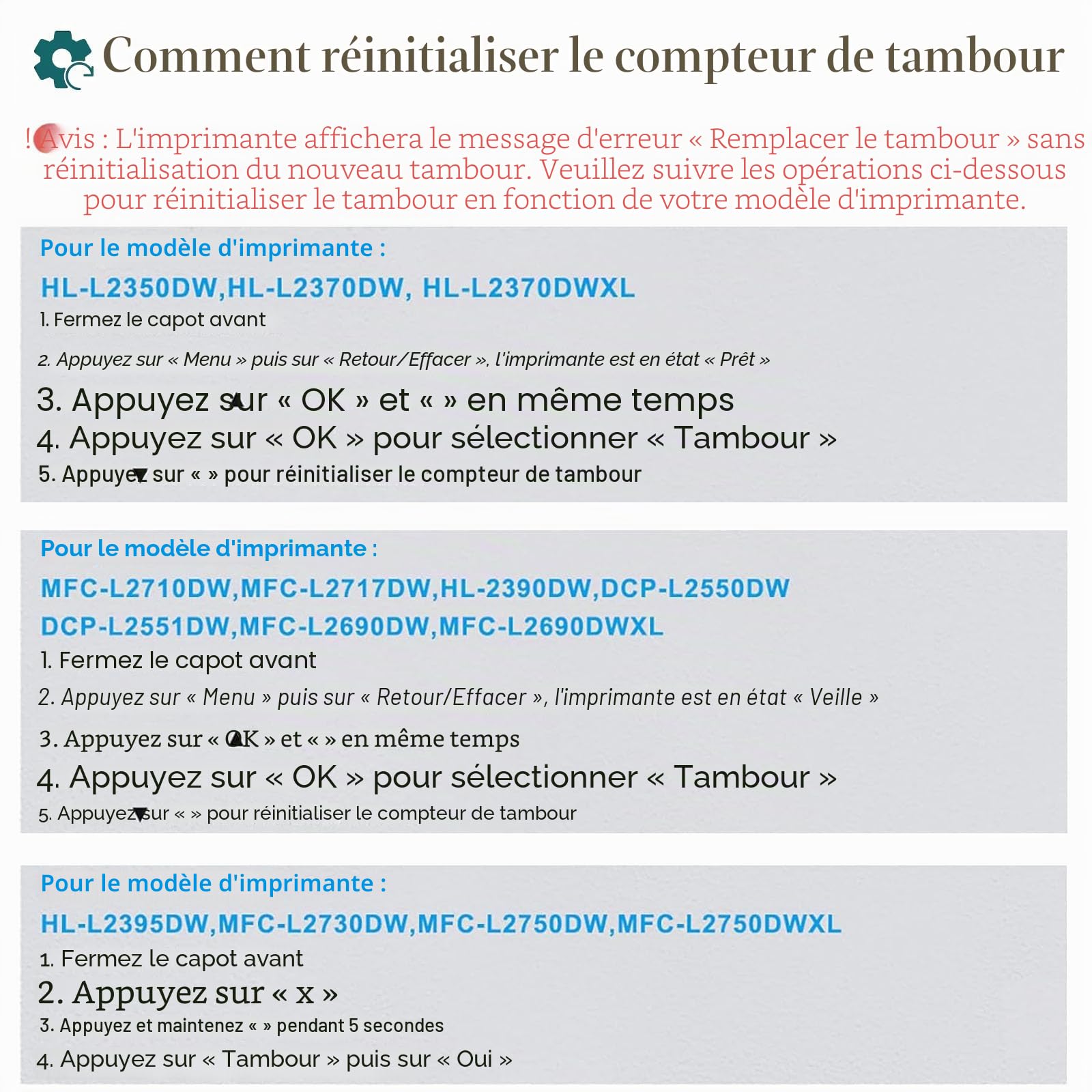 DR2400 DR-2400 Tambour Compatible pour Brother DR2400 DR-2400 pour Brother HL-L2375DW HL-L2310D HL-L2350DN HL-L2370DN DCP-L2510D DCP-L2530DW MFC-L2710DN MFC-L2730DW MFC-L2750DW (2 Noir)