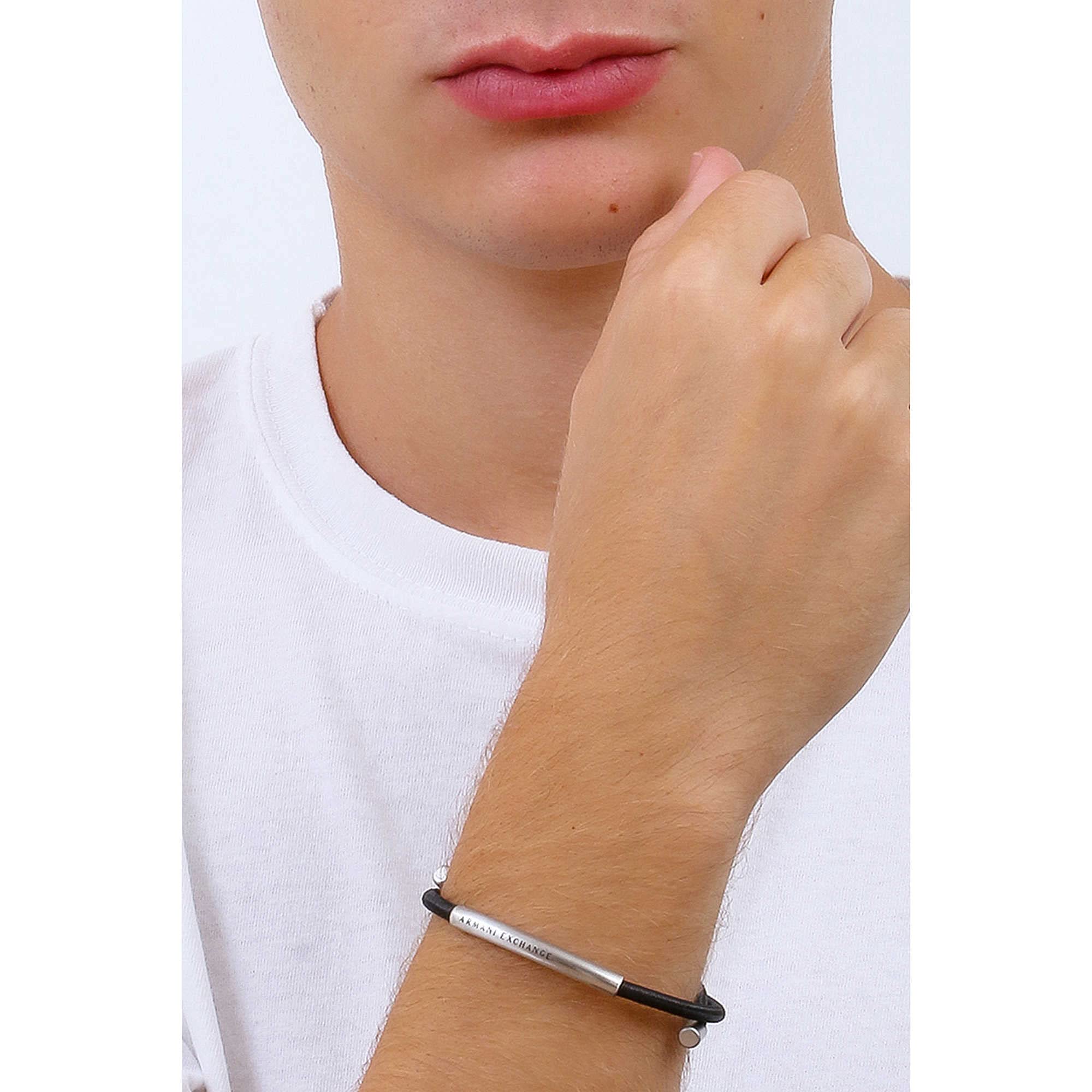 Armani Exchange Men's synthetic or leather bracelet with slider closure