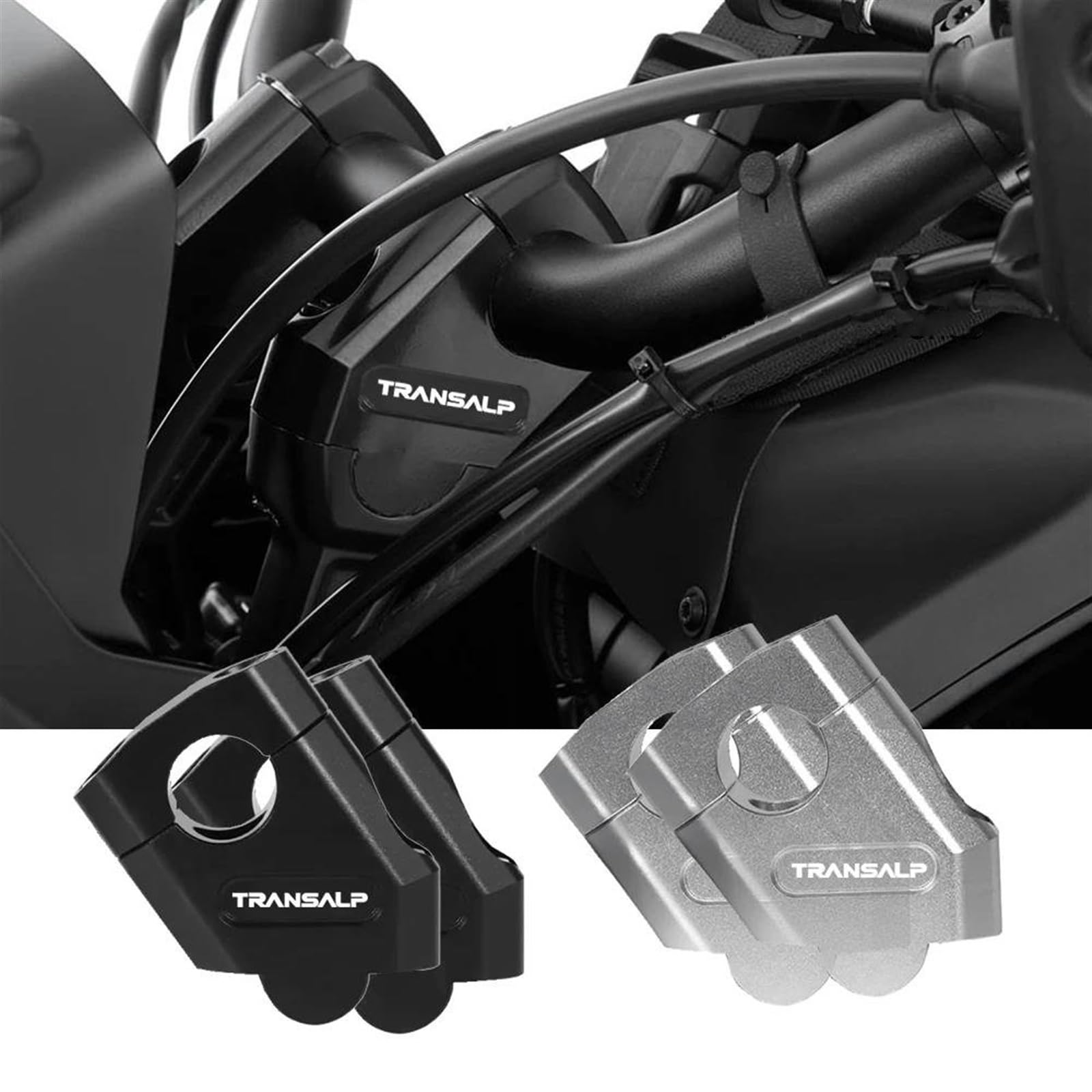 Riser Manubrio Moto per H&Onda XL750 Transalp XL650 XL 750 650 Manubrio Barre Rising Mount Morsetto Innalzamento Estendi Distanziale Rialzo Manubrio(Argento 28mm)