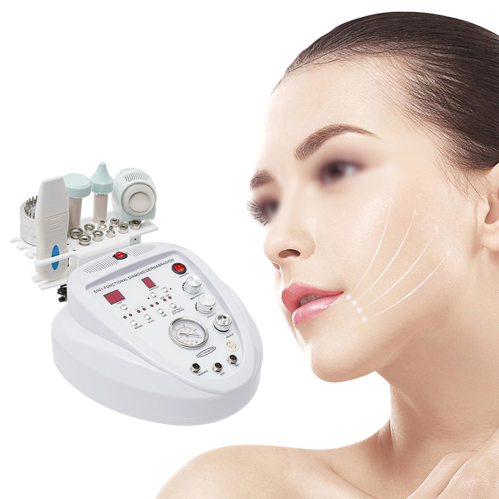 Máquina de Microdermoabrasión Diamante 5 En 1 Dermoabrasión Profesional de Potencia de succión Doméstica Equipo de Salón de Belleza