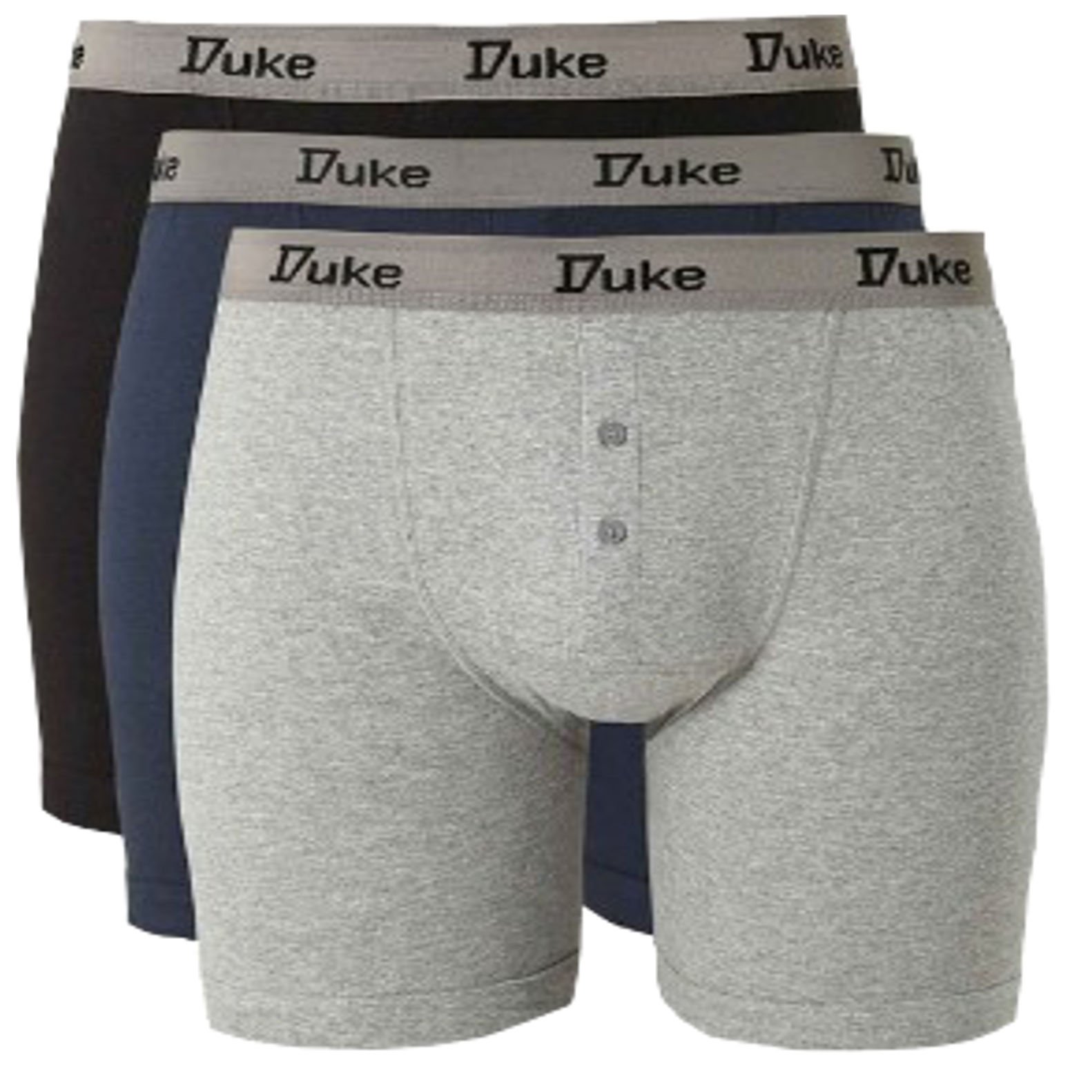 Duke Driver Boxer Shorts - Grey - Navy - Black - 3 Pack - 8XL