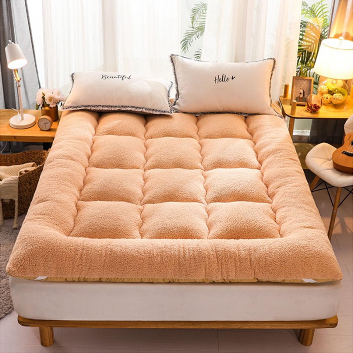 GTHTUHFD Japanese Futon Mattress Thick Soft & Breathable Double Bed Pad Foldable Warm Floor Mat For Spovers Guest Rooms & Everyday T,5-200cm*220cm