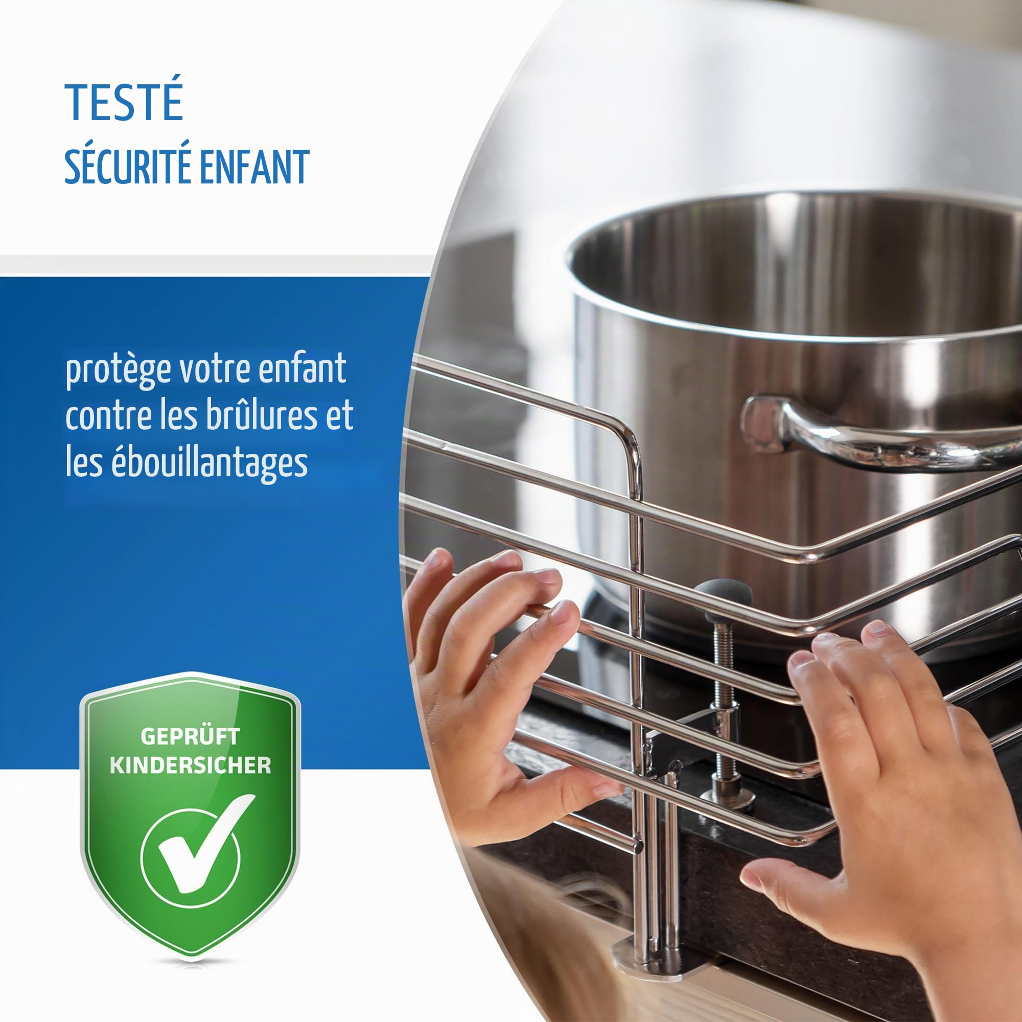 reer Grille de protection classique pour cuisinière à pince en acier inoxydable, extra sûre, convient pour 99% de toutes les cuisines.