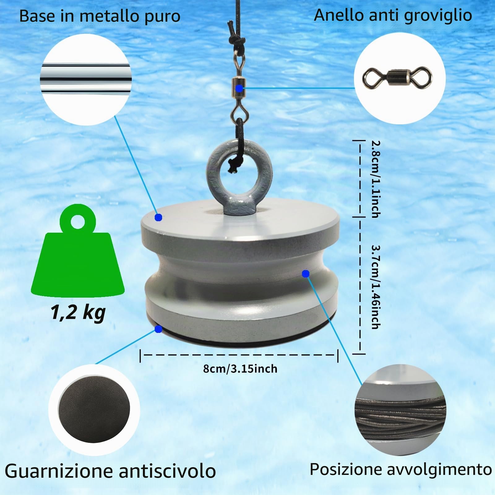 Dispositivo di Allenamento per Tennis con base metallica da 1,2 kg, Innovativo Dispositivo Sportivo per Il Tempo Libero per Giocare e Allenarsi all'aperto, in Giardino - Allenatore di Tennis