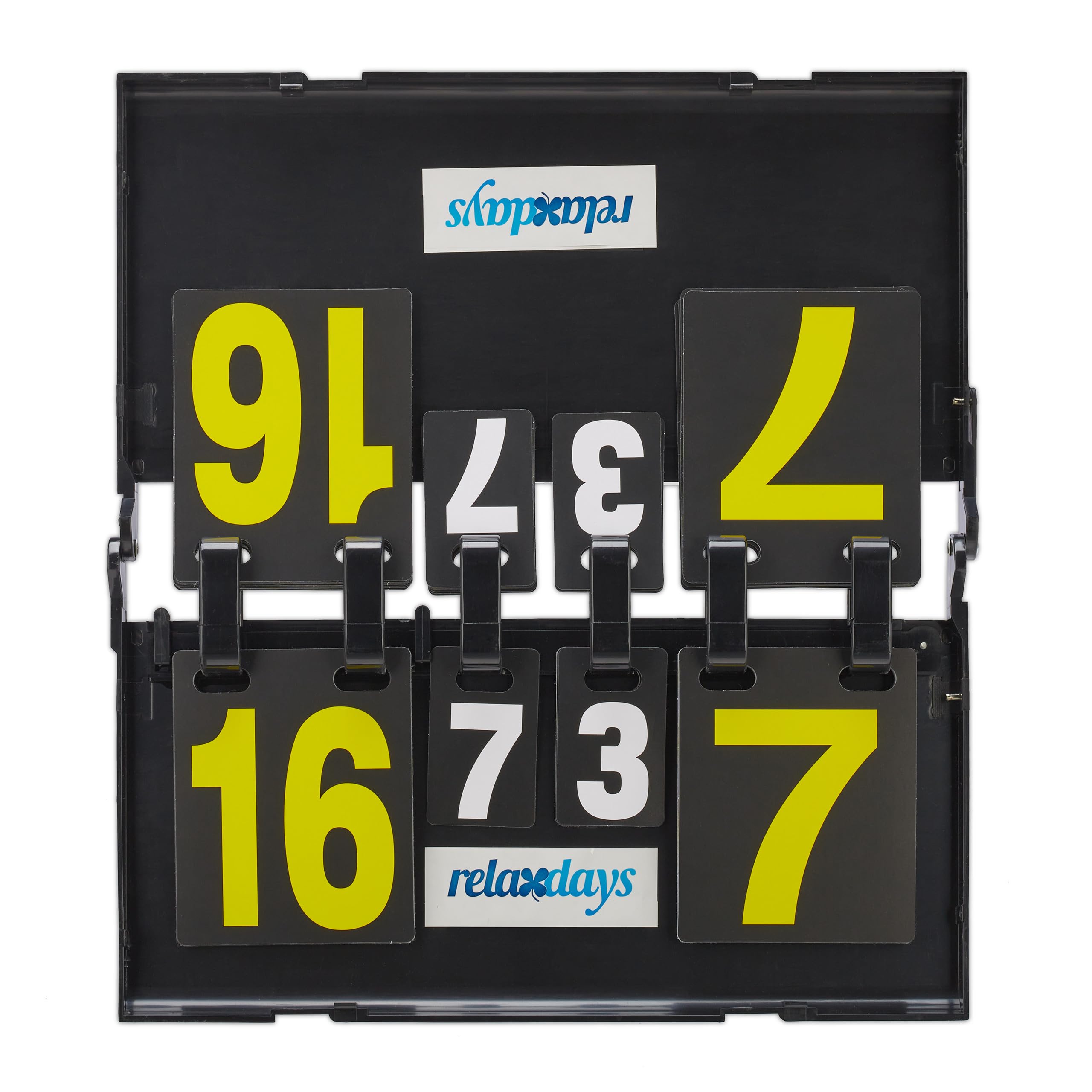 Relaxdays Marcador Ping Pong, Plástico Resistente, 21 x 38 x 20 cm, 1 Kg, Puntos 0-29, Sets 0-7, Tenis de Mesa, Negro