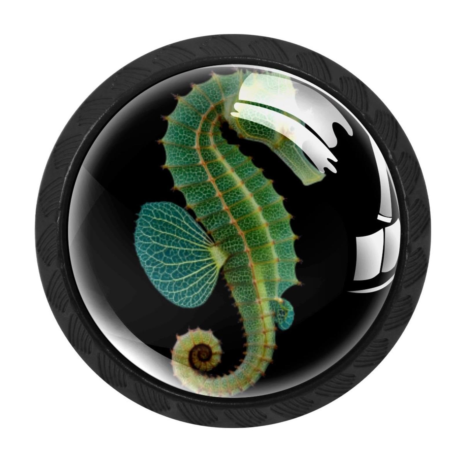 CHENZZZZ 4 Pieces Dresser Knobs Seahorse Leaf Sea (3) Drawer knobs Cabinet Knobs Pull Handles for Home Kitchen Office