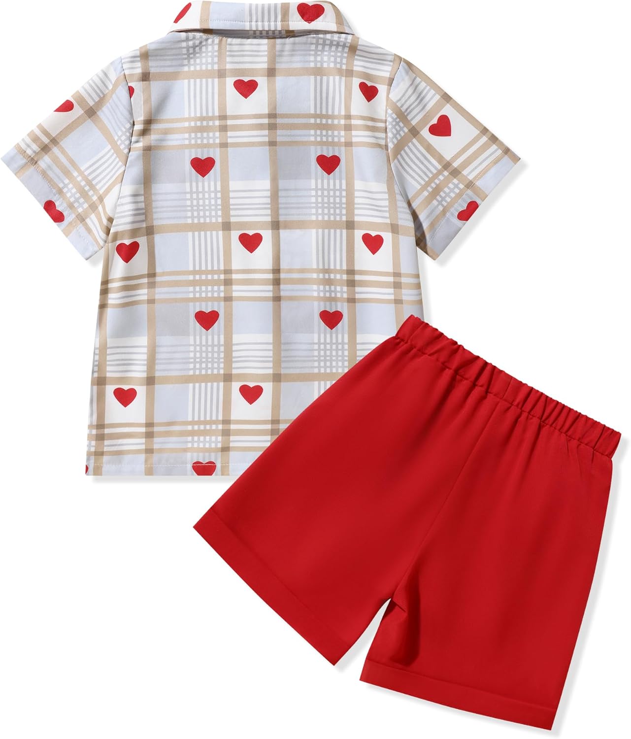 Sinda Toddler Baby Boy Valentines Outfit Love Heart Shirt Red Shorts Valentine Clothing Sets12M-5T - Image 3