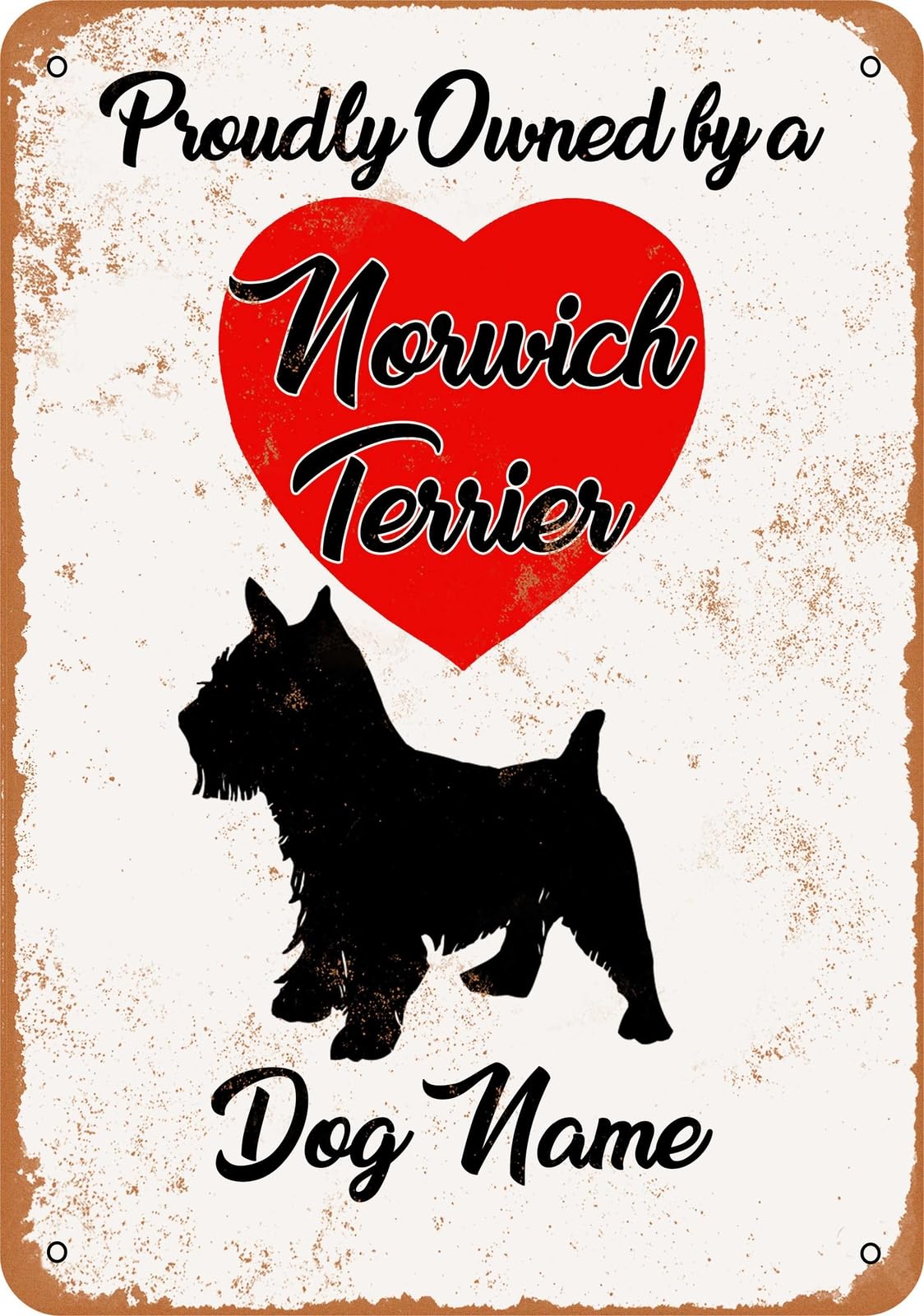 Miaomansenstore Metal Sign - Custom Dog Name - Norwich Terrier - Vintage Look Home Decor