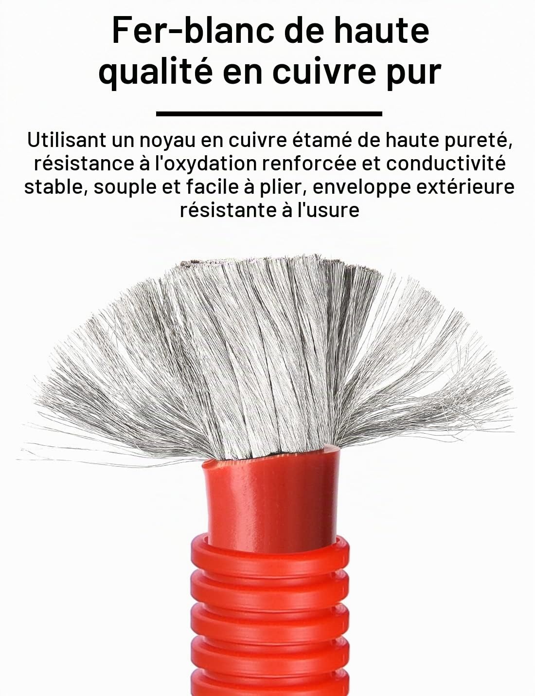 DIHOOL Câble de batterie 50 mm2 m8 80 cm 0 AWG câble en silicone tube ondulé tube de câble souple et flexible résistant à la chaleur
