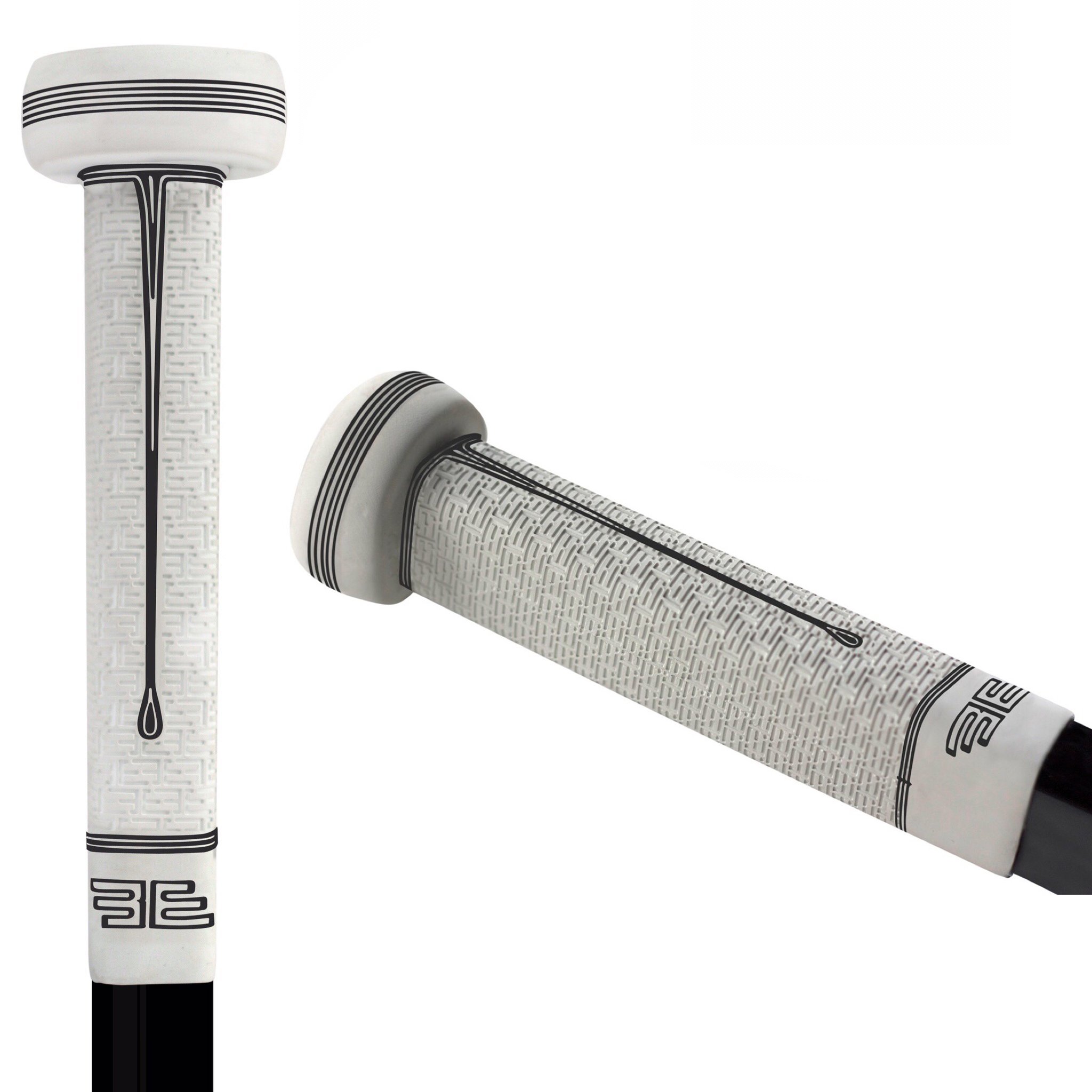 Buttendz Sentry Empuñadura de Repuesto para Palo de Hockey de Portero - Control de Precisión con Perilla Sobredimensionada, Textura Mejorada (Blanco con Goteo Negro)