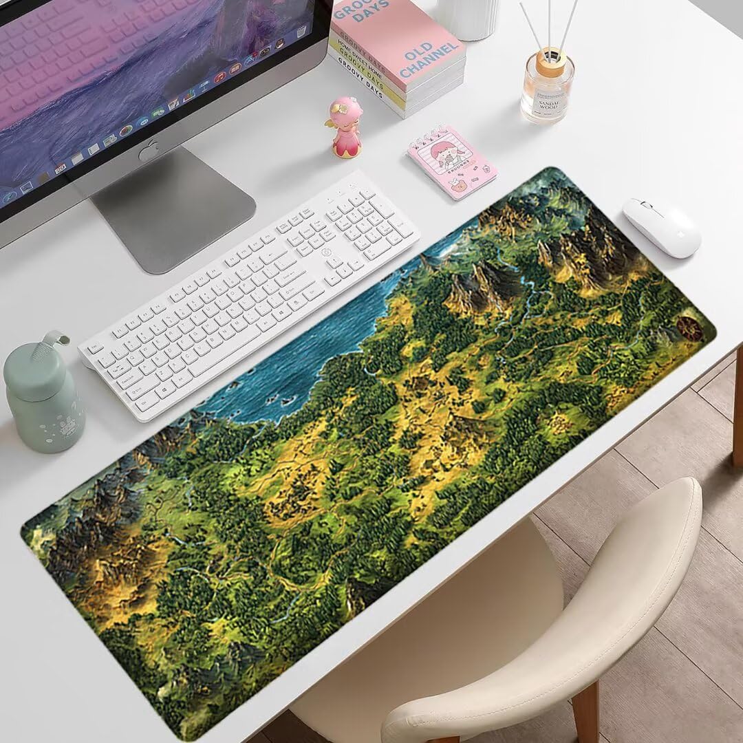 Leśna podkładka pod mysz XXL - 1600x800x3mm - krajobraz Duża mata na biurko z przeszytymi krawędziami Wodoodporna antypoślizgowa do komputera, laptopa poprawia precyzję i szybkość. -36802