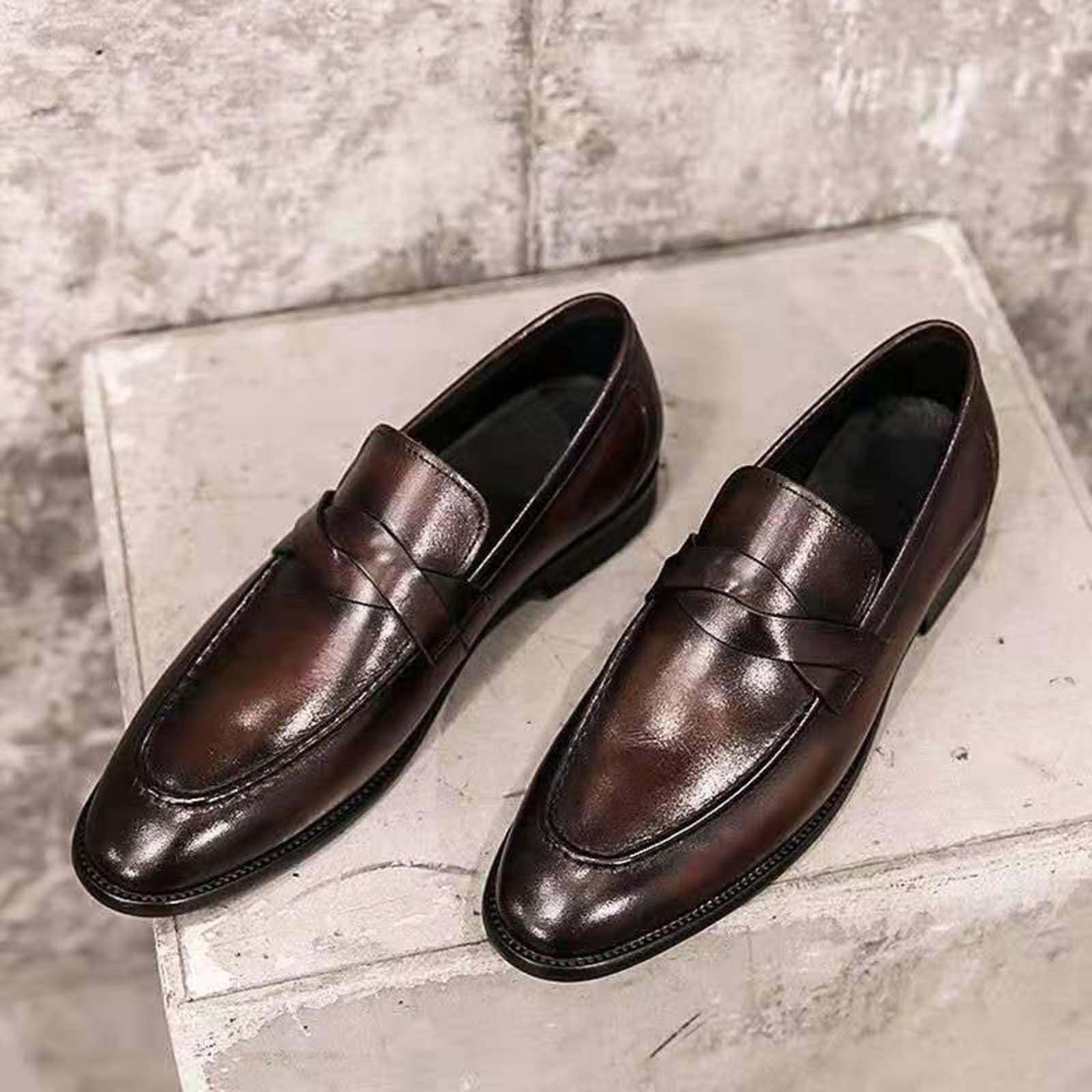 Zapatos De Hombre: Zapatos Negocios Piel Calzado Sapatos Sin Cordones Comodos Zapatos De Brogue Mocasines Zapatos Boda Colegio Cuero Zapatos De Vestir Zapatos Vestir Negro