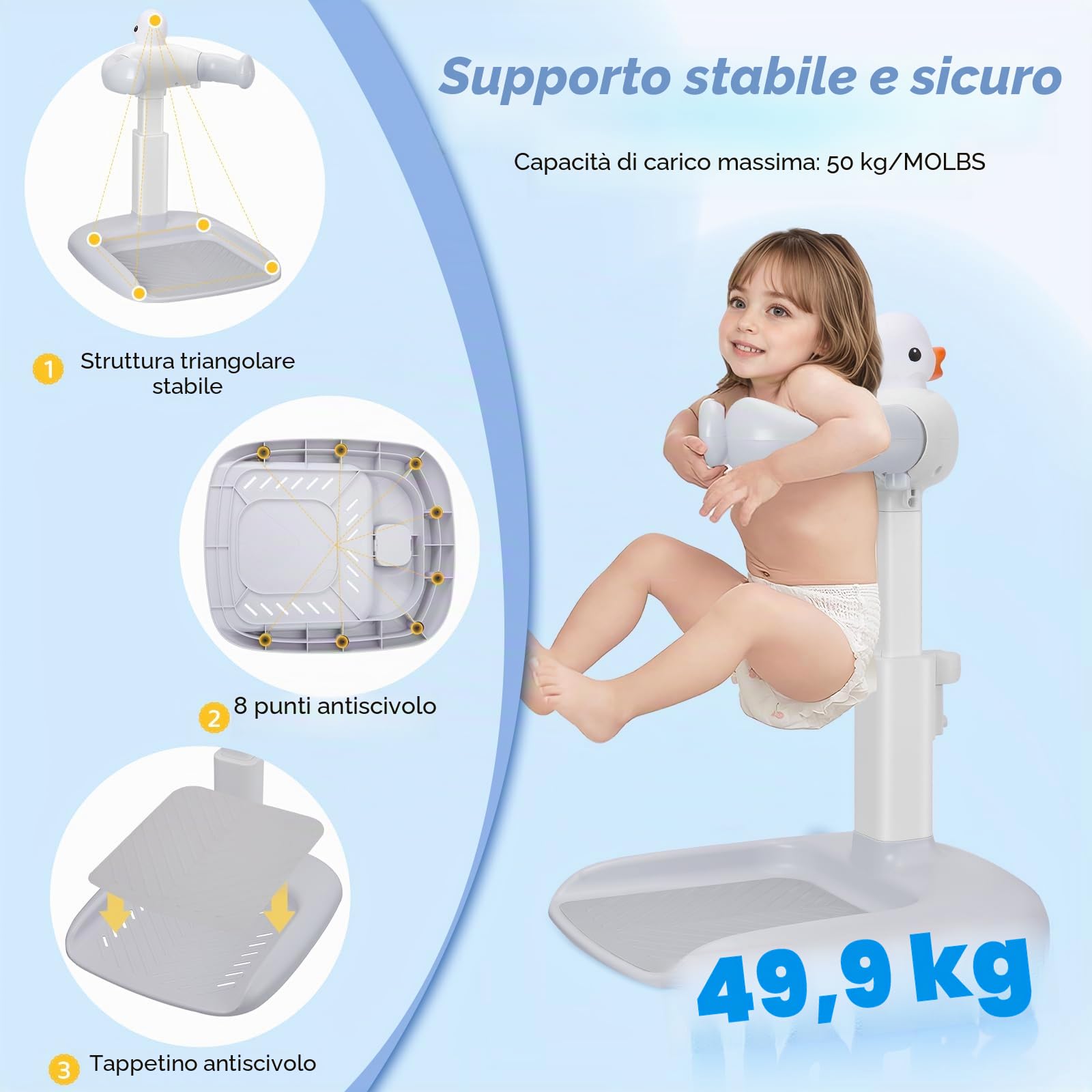 Supporto per Vasca Da Bagno per Bambini,Vasca da bagno per bambini con supporto,torre da bagno regolabile per bambini per alzarsi in piedi,Stand Da Viaggio per ne onati e bambi ni piccoli