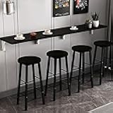 SUZEPER Wall Mounted Folding bar Table,Wooden Wall Dining Table,Narrow Long Floating Desk,Hanging Desk Workbench for Kitchen Laundry Office(47.2x15.7inch, Black)