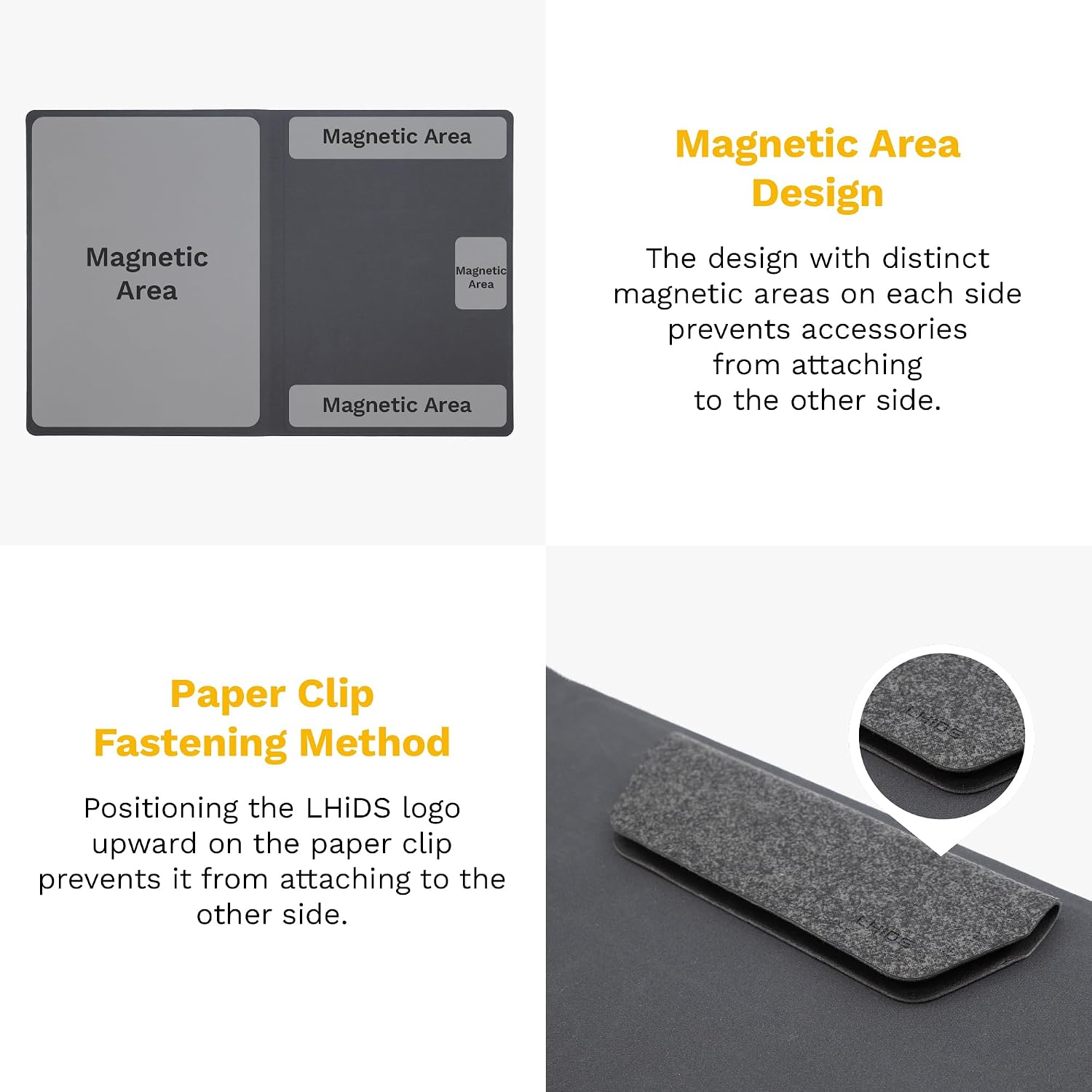 LHiDS Creative Magnetic Business Portfolio Resume Padfolio Organizer, A5 Folder with Clipboard, Paper Clip, Writing Pad, Magnetic Closure for Work, School and More, Black image 2