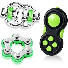 Gejoy 3 Pcs Fidget Toys Adults Set Silent Stress Relief,Black and Green