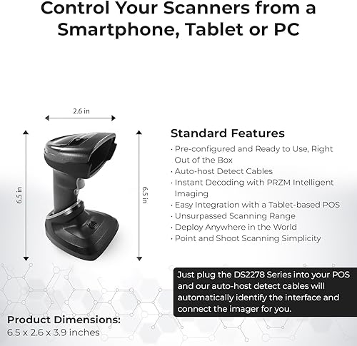 Miniatura 4 de Zebra DS2278 Series - Escáneres de código de barras inalámbrico de mano, kit de lector de imágenes de área de código de barras de rango estándar con