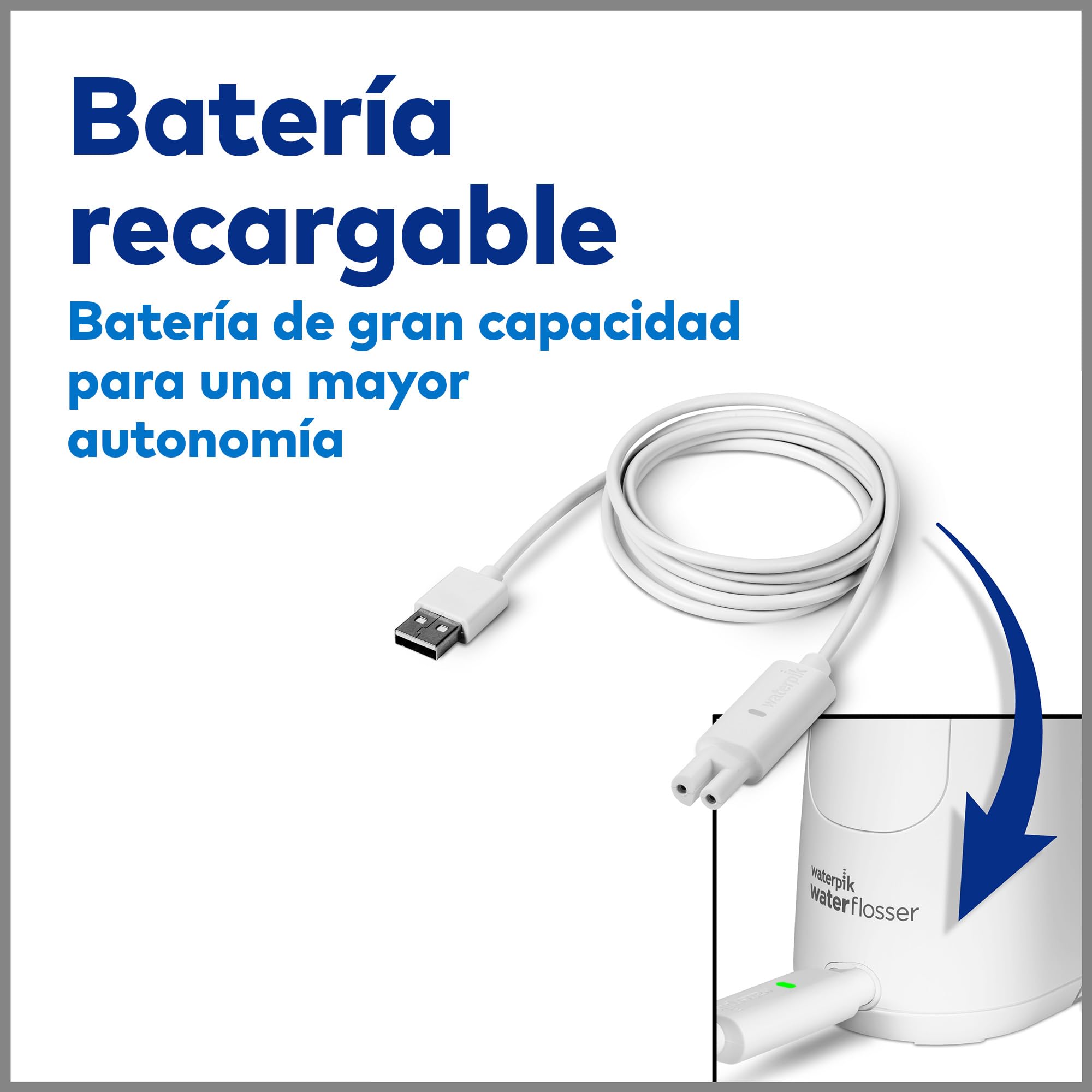 Waterpik Irrigador Dental Inalámbrico WF-13, Cepillo Eléctrico Recargable, Elimina Placa, Portátil Blanco