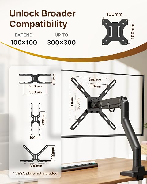 monTEK Steel VESA Mount Adapter Kit, Universal Extension Bracket Fits 32"-55" LCD LED TVs up to 30kg, Conversion Plate Expands VESA Patterns to 300x300 & 400x400, Includes 52 Mounting Hardware - 4