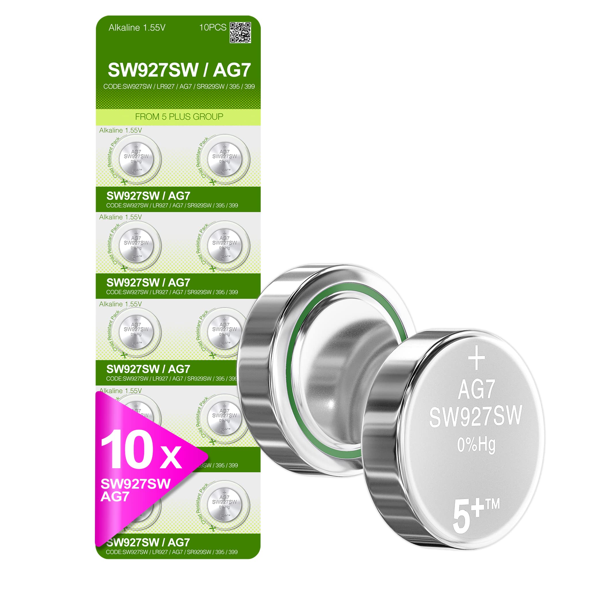 5Plus Group 10 PCS SR927SW LR927 AG7 SR929SW 395 399 1.55V Button Cell  Watch Batteries: Buy Online at Best Price in UAE - Amazon.ae