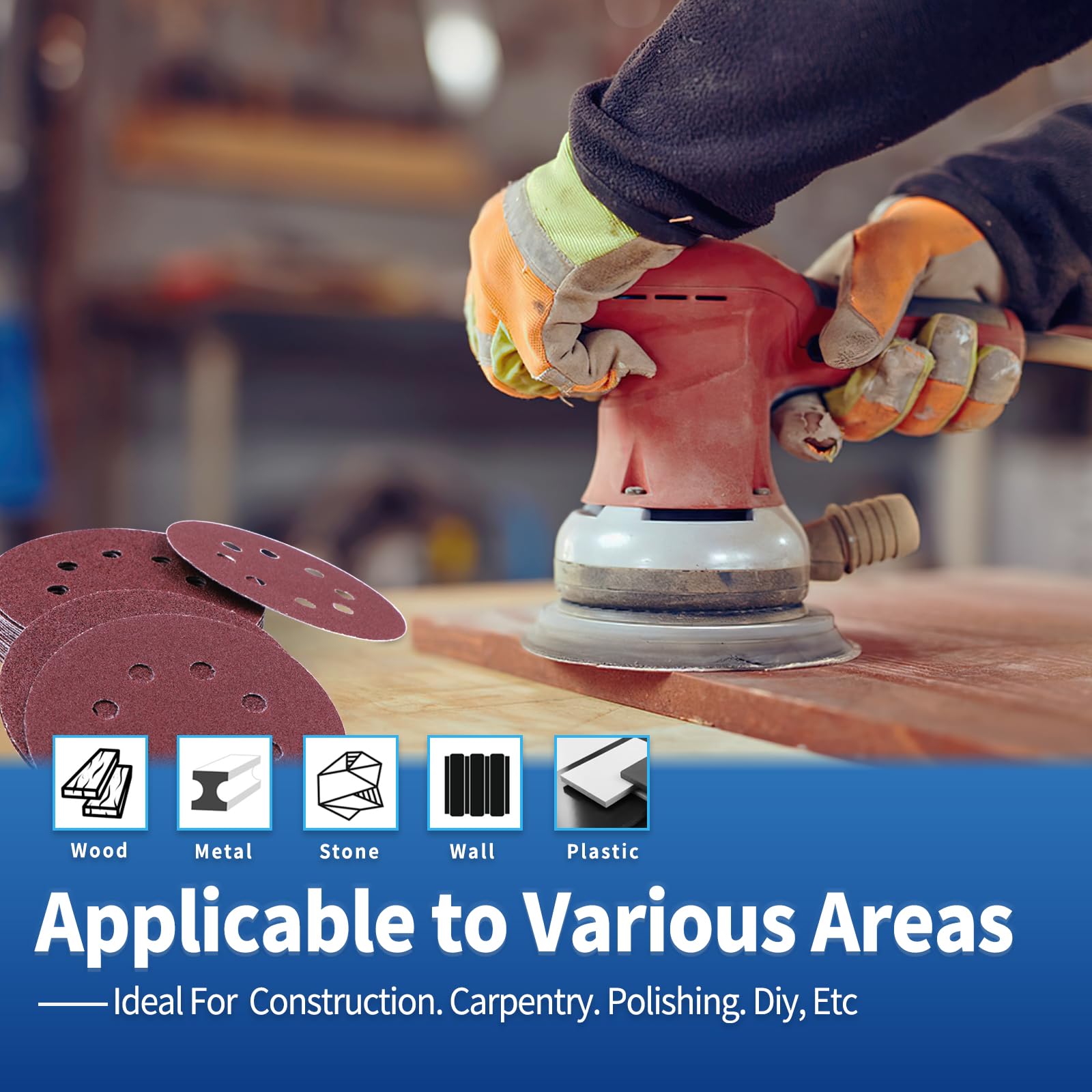 100 Pièces Disques Abrasifs 125 Mm, Disque De Ponçage Grain 240, Papier Abrasif 8 Trous, Feuilles Abrasives Pour Ponceuse Orbitale Aléatoire Murale | Leroy Merlin