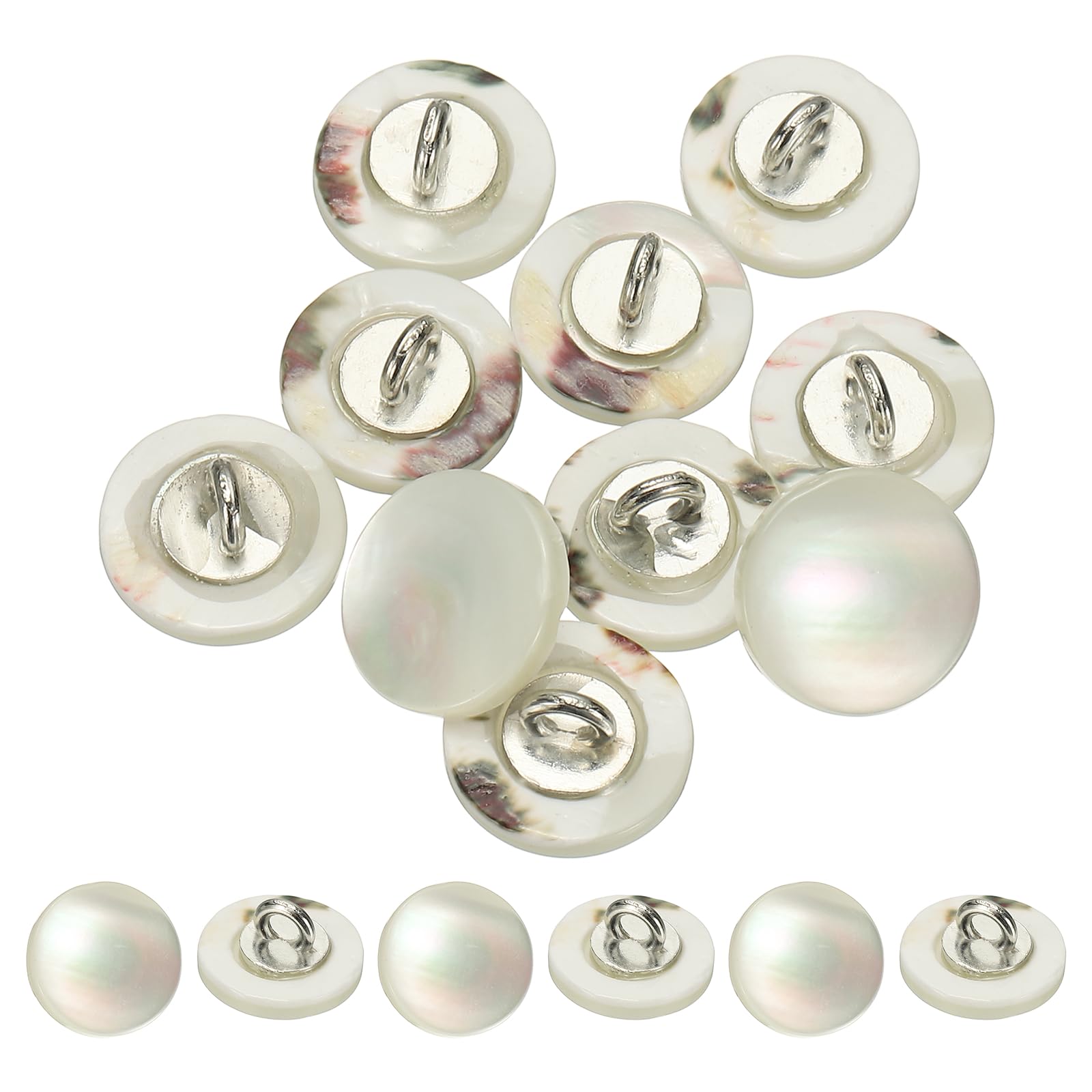 YELARXI Natural Shell Sewing Buttons, Mother of Pearl Shell Round Sewing Buttons with Shank- Fitting for (Sewing/DIY Crafts/Shirts/Clothes/Decorations) 10 mm & 10 Pack & White