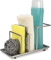 Vista 1 de Home Basics Estación de almacenamiento para fregadero de cocina, soporte para esponja y jabón, organizador de 3 compartimentos, níquel satinado