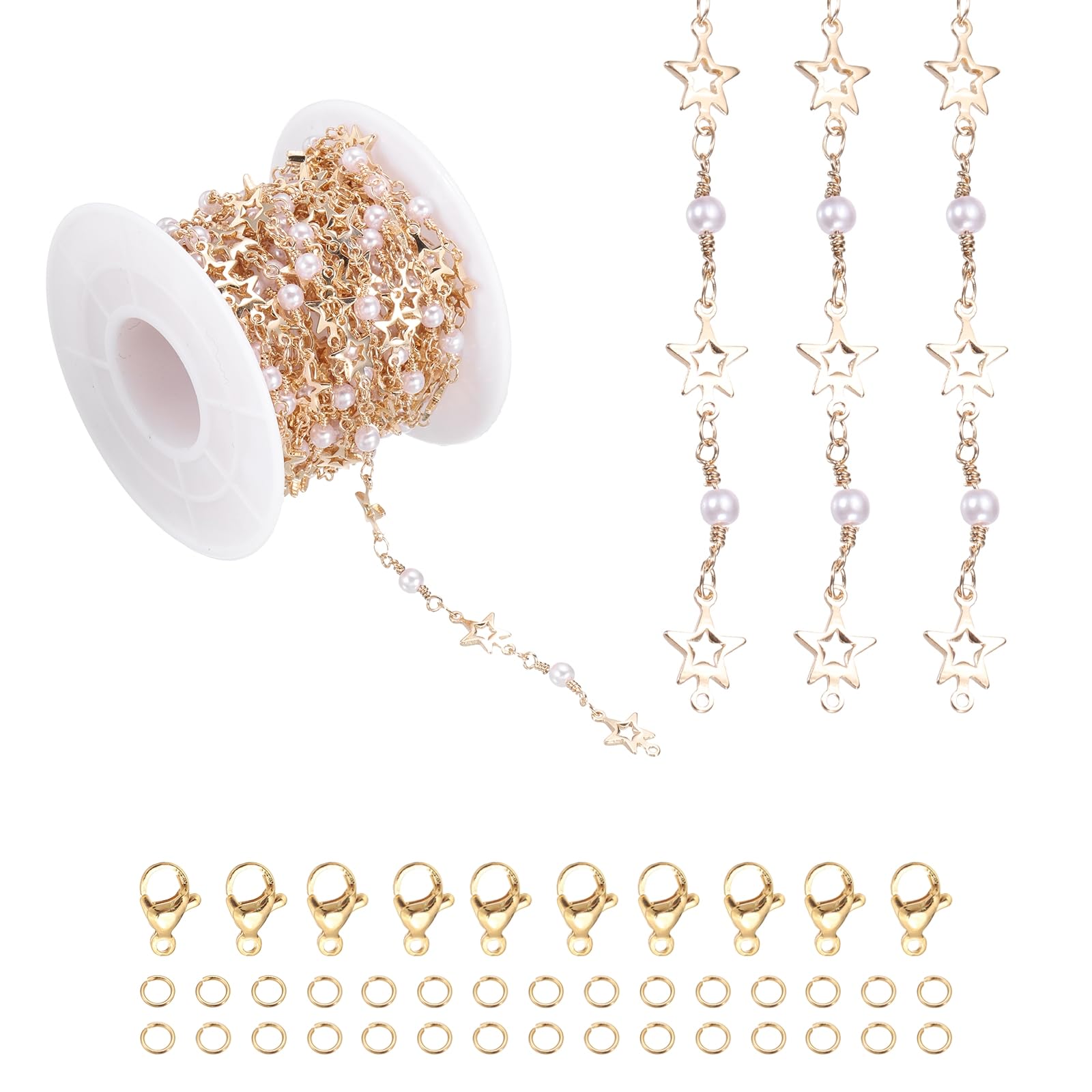 Chaîne perle étoile de haute finition rose gold pour bijoux faits main