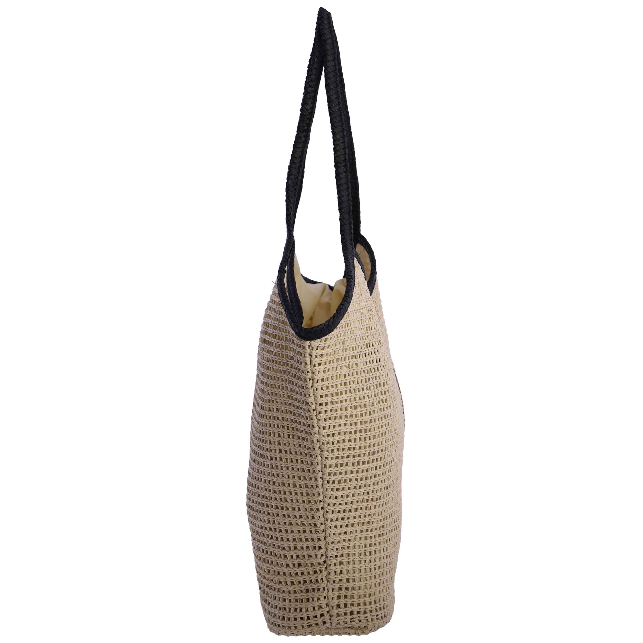 AMICHI - Bolso shopper mujer - Bolso mujer de rafia diseño artesanal para verano, Nimbo