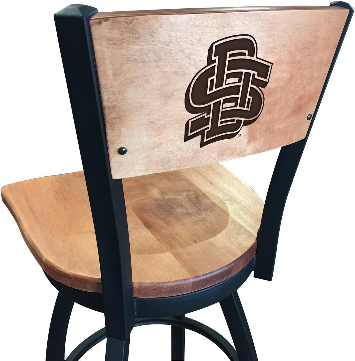 Holland Bar Stool Co. L038-25" Black Wrinkle South Dakota State Swivel Bar Stool with Laser Engraved Back by The