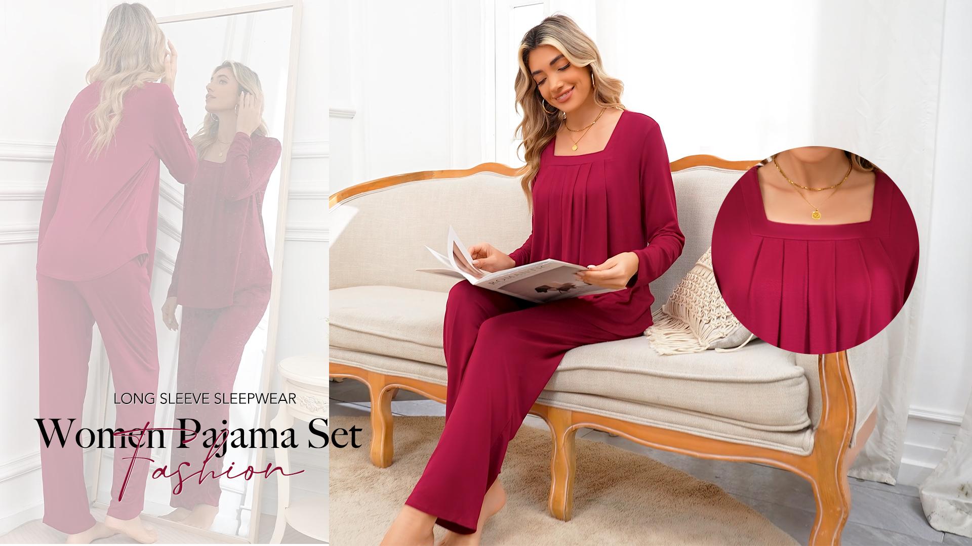 Tencede Women Pajama Set 2026 Lounge Sets Long Sleeve Sleepwear