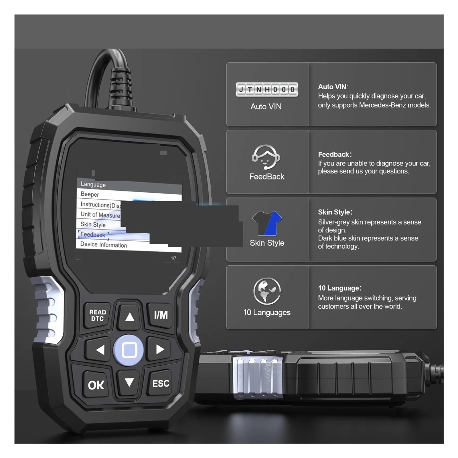 Skaner samochodowy OBD2 Smart All System ABS SRS Reset oleju Narzędzie diagnostyczne samochodów z silnikiem Diesla