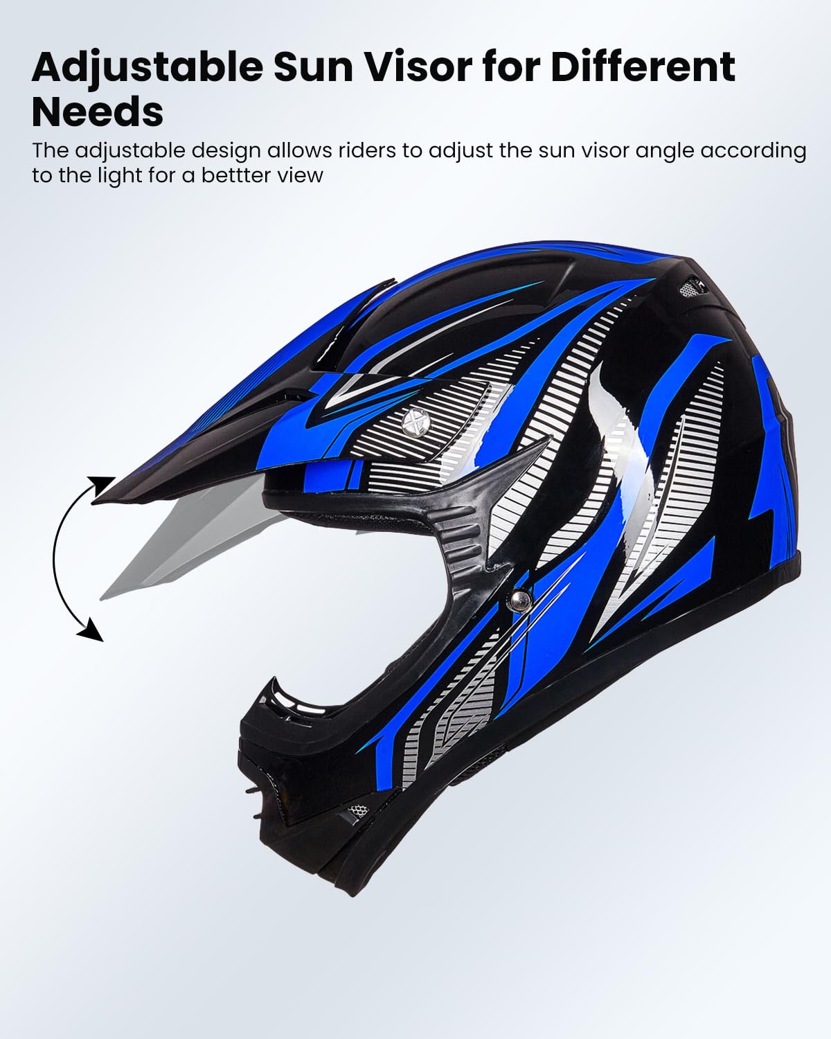 ILM Casco Moto Niño Motocross Dirt Bike para Jóven Unisex Homologado ECE22.06 Full Face Off Road ATV Enduro MTB Todoterreno con Gafas Guantes Modelo B07