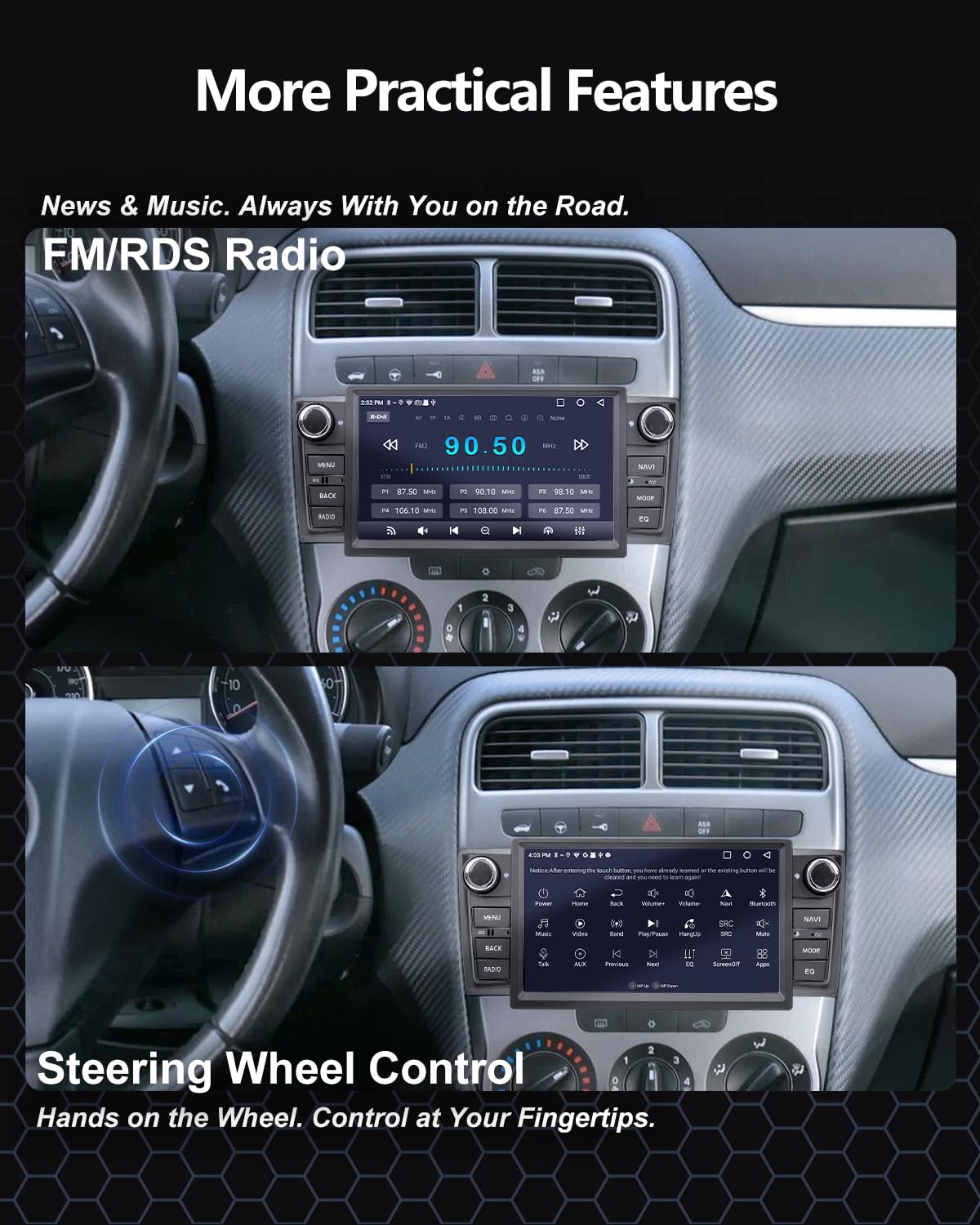 Autoradio per FIAT Grande Punto (2005-2009) con Android Auto e CarPlay | Car Radio per Linea (2007-2011), Android Stereo con Bluetooth/WiFi/Telecamera Retromarcia/Microfono/Canbus BOX