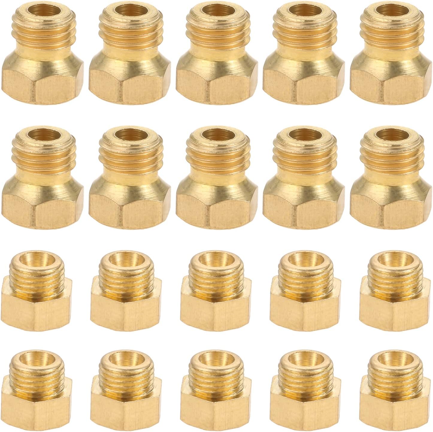 ETERMETA 20 Pcs Propane Gas Orifice Nozzle Conversion Kit, Brass Jet Nozzles, Propane Orifice Kit for Propane Lpg Gas Pipe Water Heater DIY Burner Parts, M5 x 0.5mm/0.68mm, M6 x 0.75mm/0.5mm