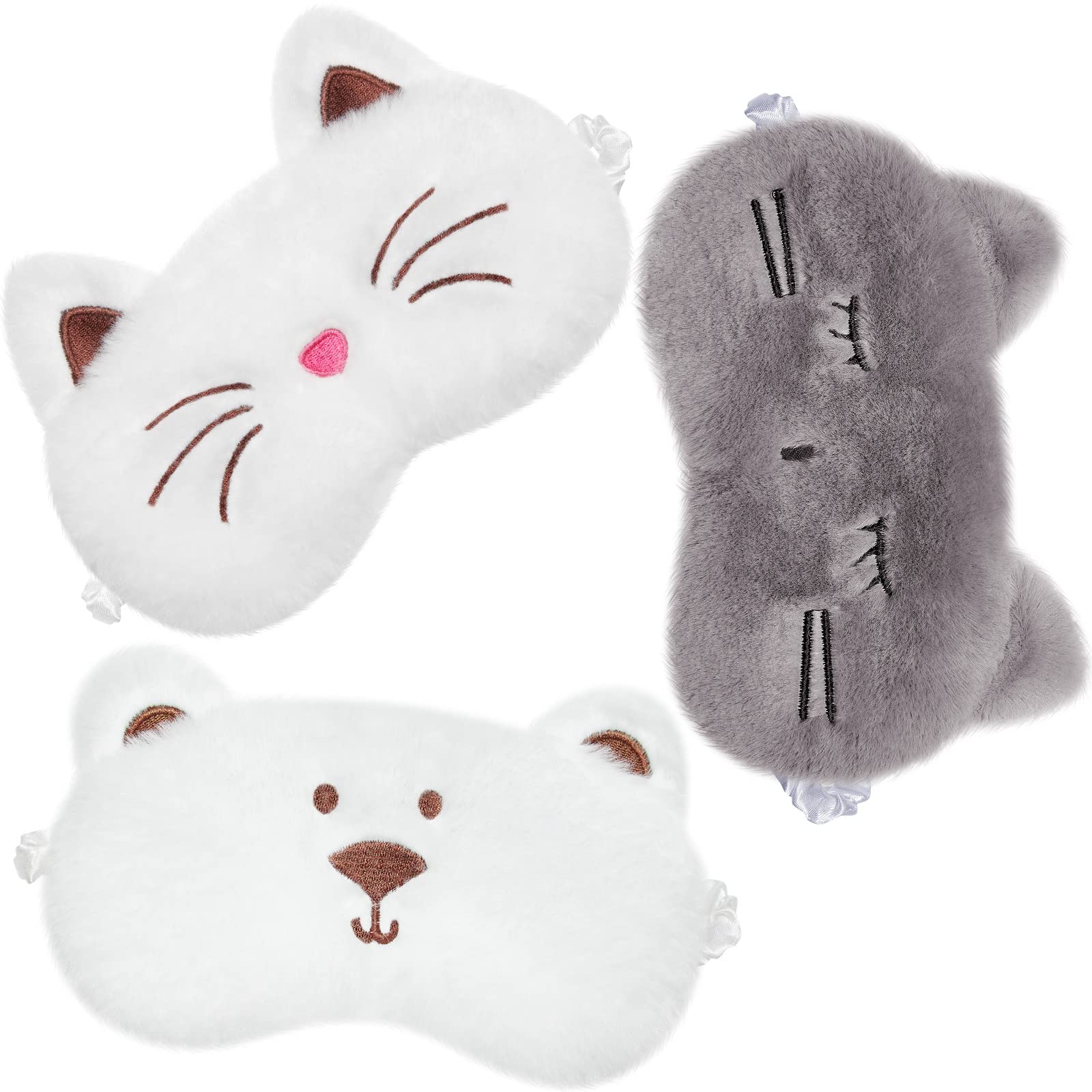 SATINIOR Cute Eye Mask for Sleeping 3 Pieces Cartoon Animal Cat Sleeping Mask Soft Eye Cover for Kids