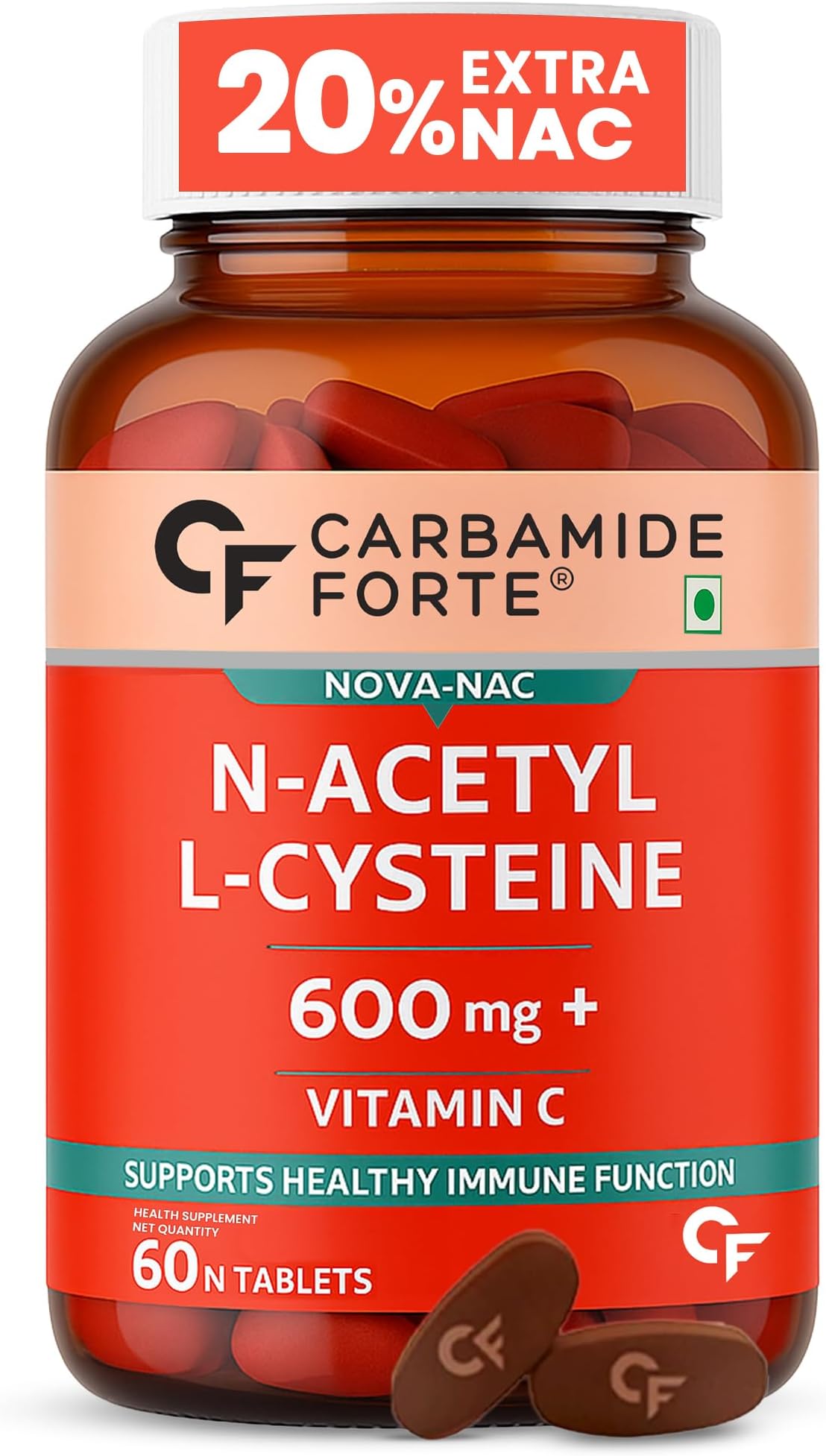 Carbamide Forte N-Acetyl, L-Cysteine 600mg (NAC) - 60 capsules, 1 count
