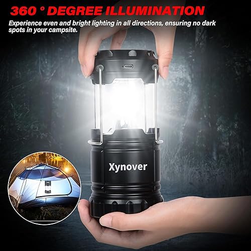 Miniatura 6 de Paquete de 4 faroles solares para campamento, luces LED recargables