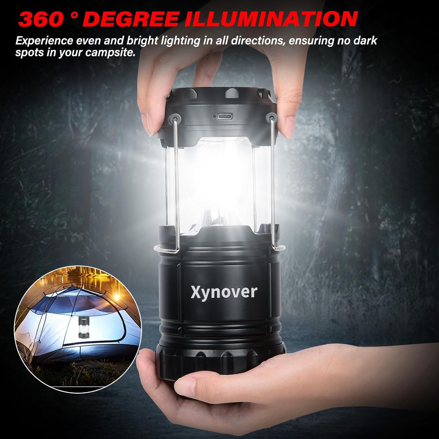 Amazon.com: Xynover 4-Pack Solar Camping Lanterns,Rechargeable LED